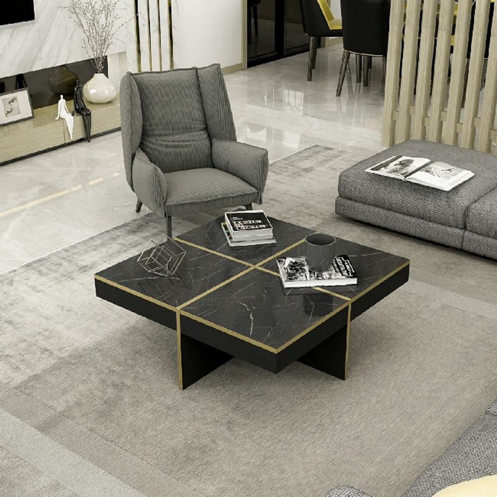 Table basse diamant Homemania Living vista3