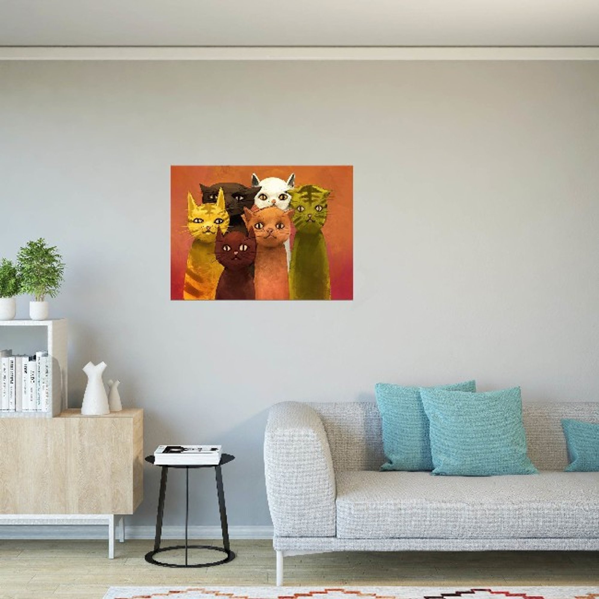 Cuadro en lienzo Gatos Homemania Living vista1