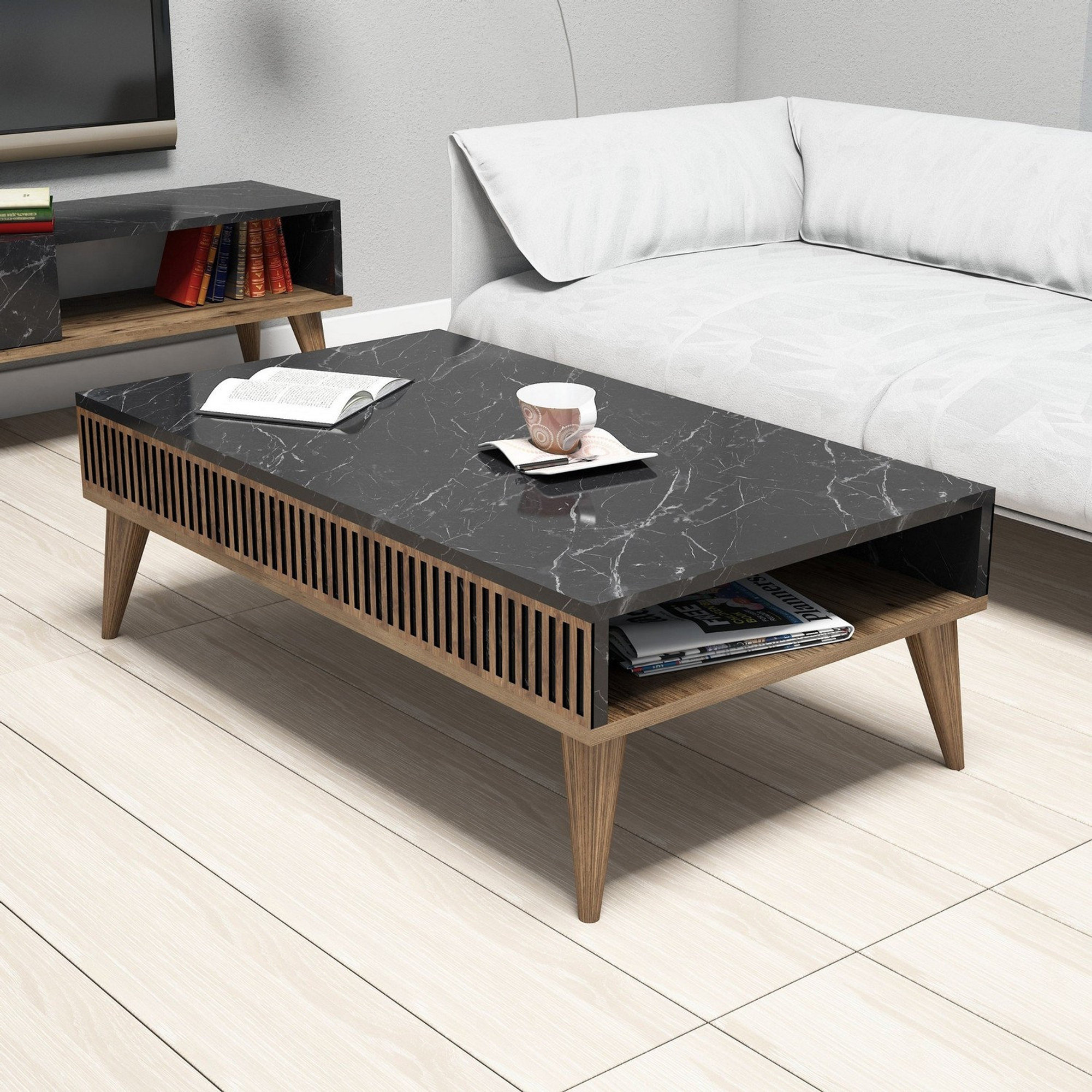 Milan - Table basse en noyer noir Hanah home vista1
