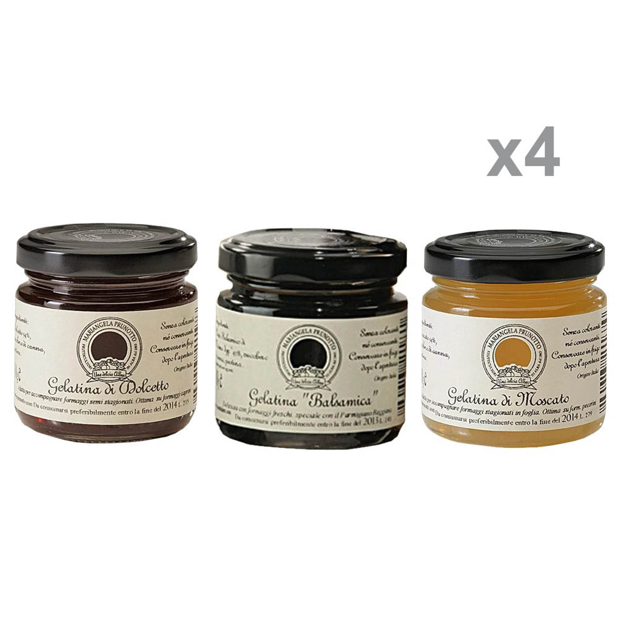 4 paquets Assortiment n.1 gelées (Gelée de Dolcetto, Vinaigre Balsamique et Moscato) Prunotto vista0