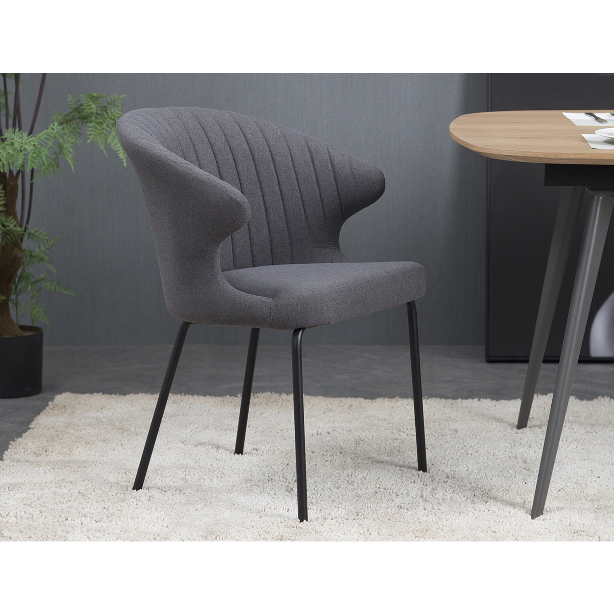 Poltroncina lautrec in tessuto, grigio scuro Braid vista2