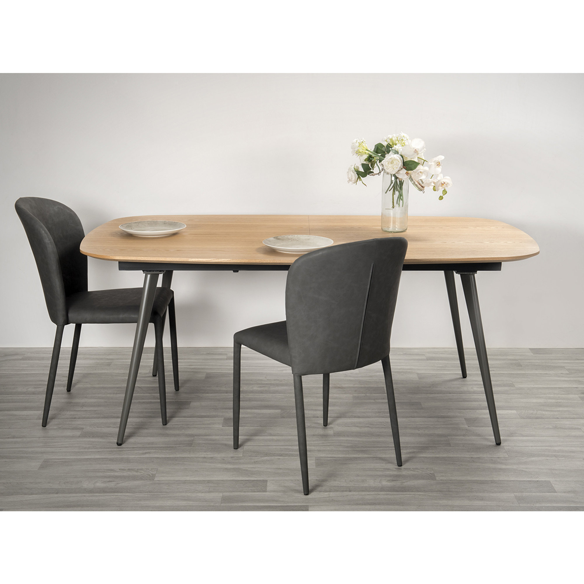 Tavolo allungabile braque, legno grigio/nero Braid vista5