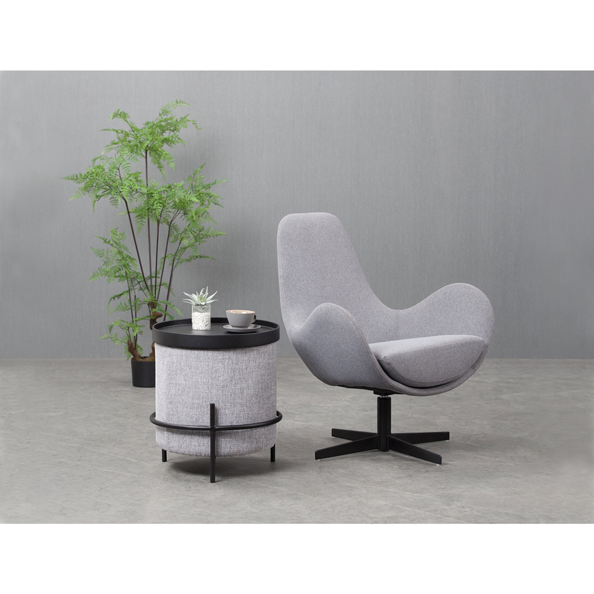 Poltrona lounge renoir, grigio/nero Braid vista4