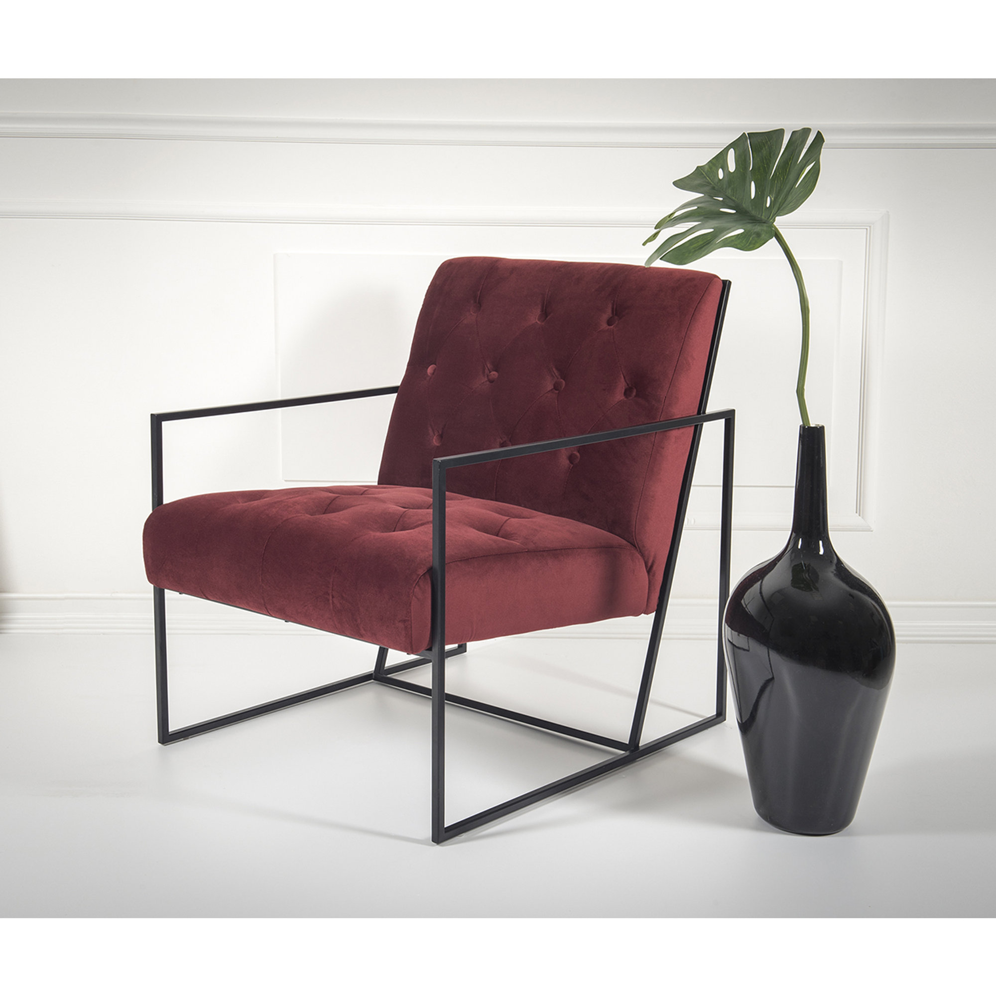 Poltrona in tessuto kruger, rosso amaranto Braid vista3