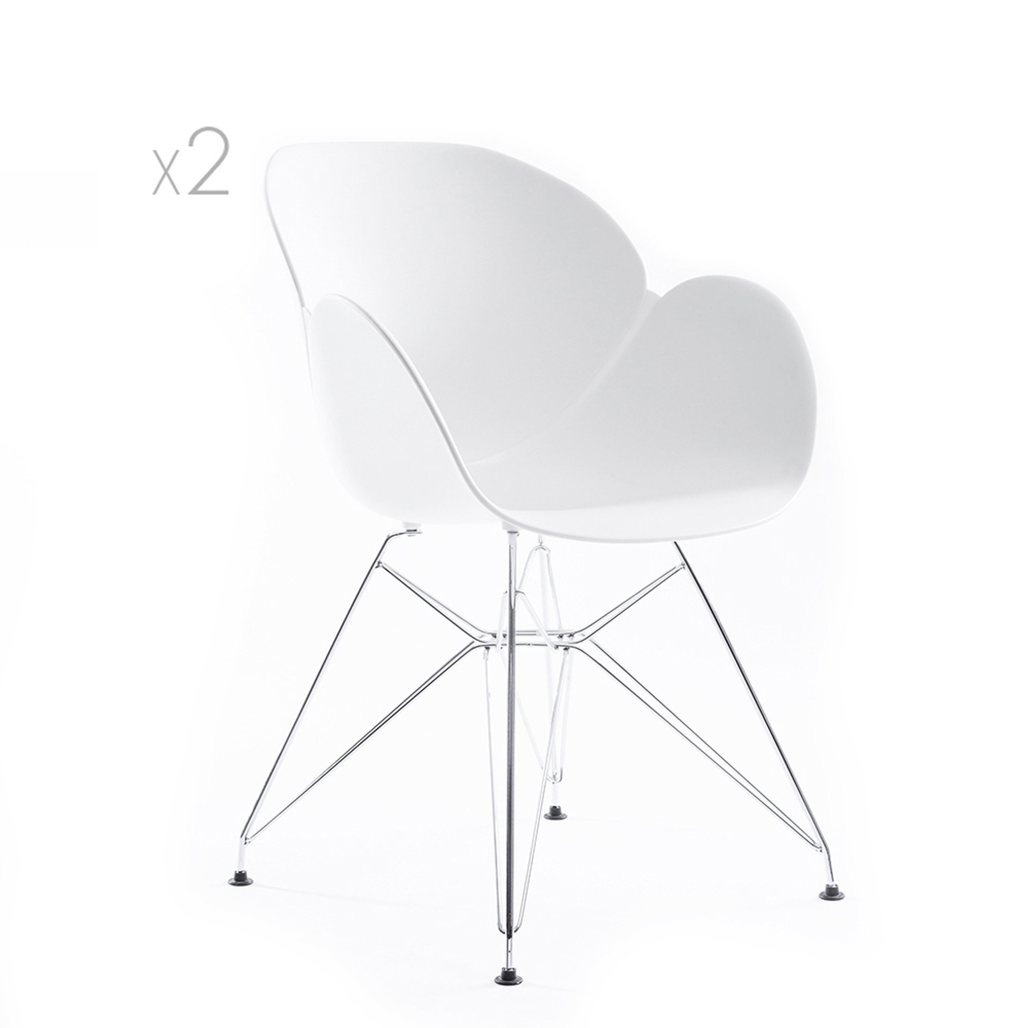 Set 2pz - Sedia pranzo MALAGA, bianco UnicoMilano vista0