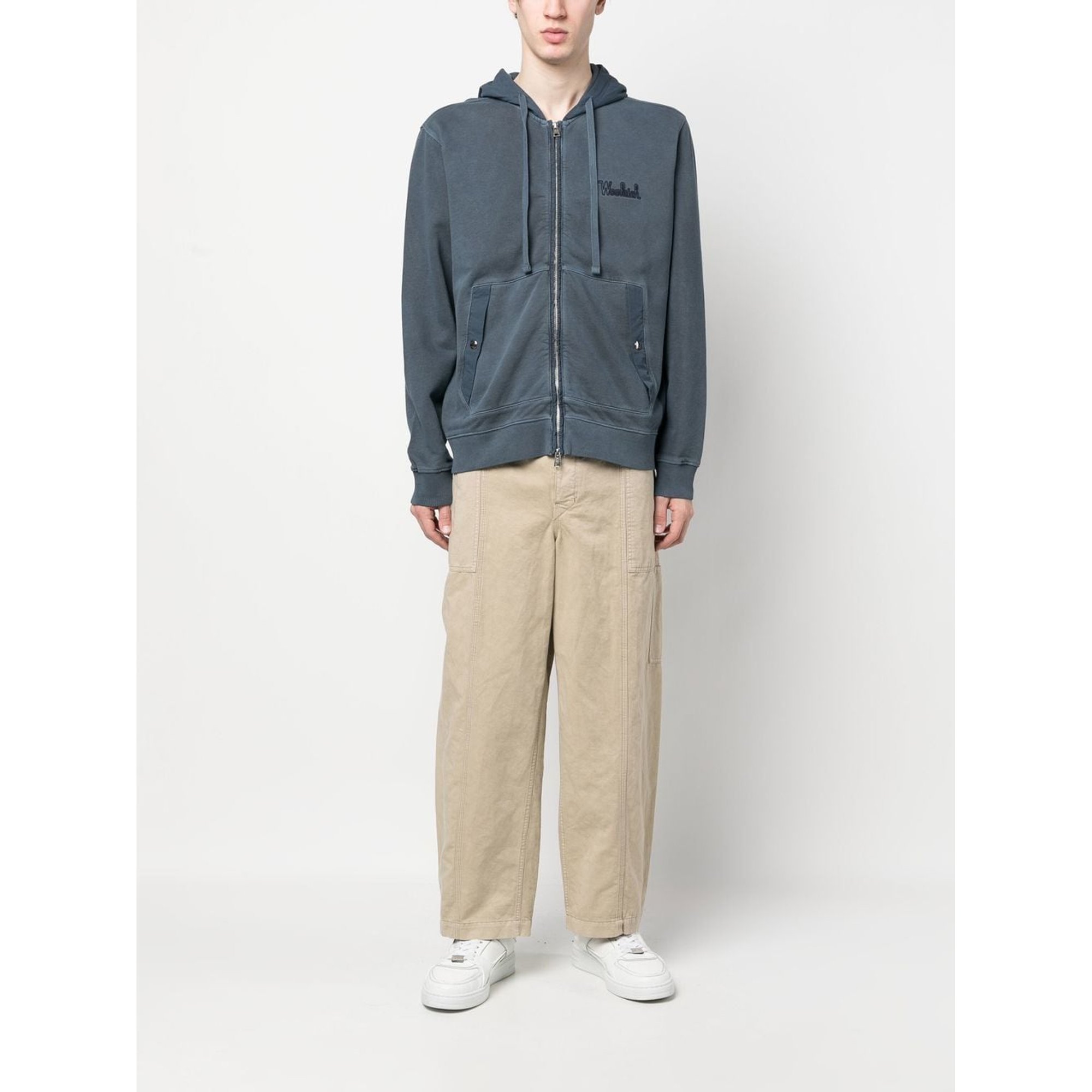 Felpa con cappuccio e zip intera Mixmedia Woolrich vista1