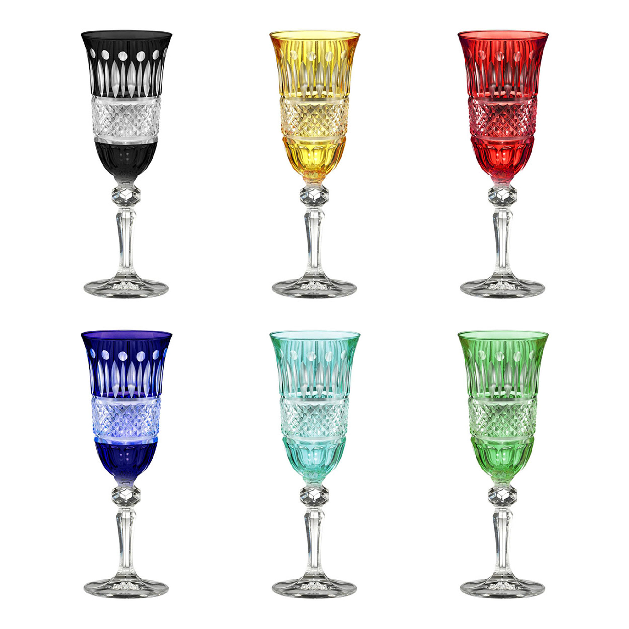 Ensemble de 6 pièces Provence flûte à champagne h.20,8 cm multicolore Onlylux vista0