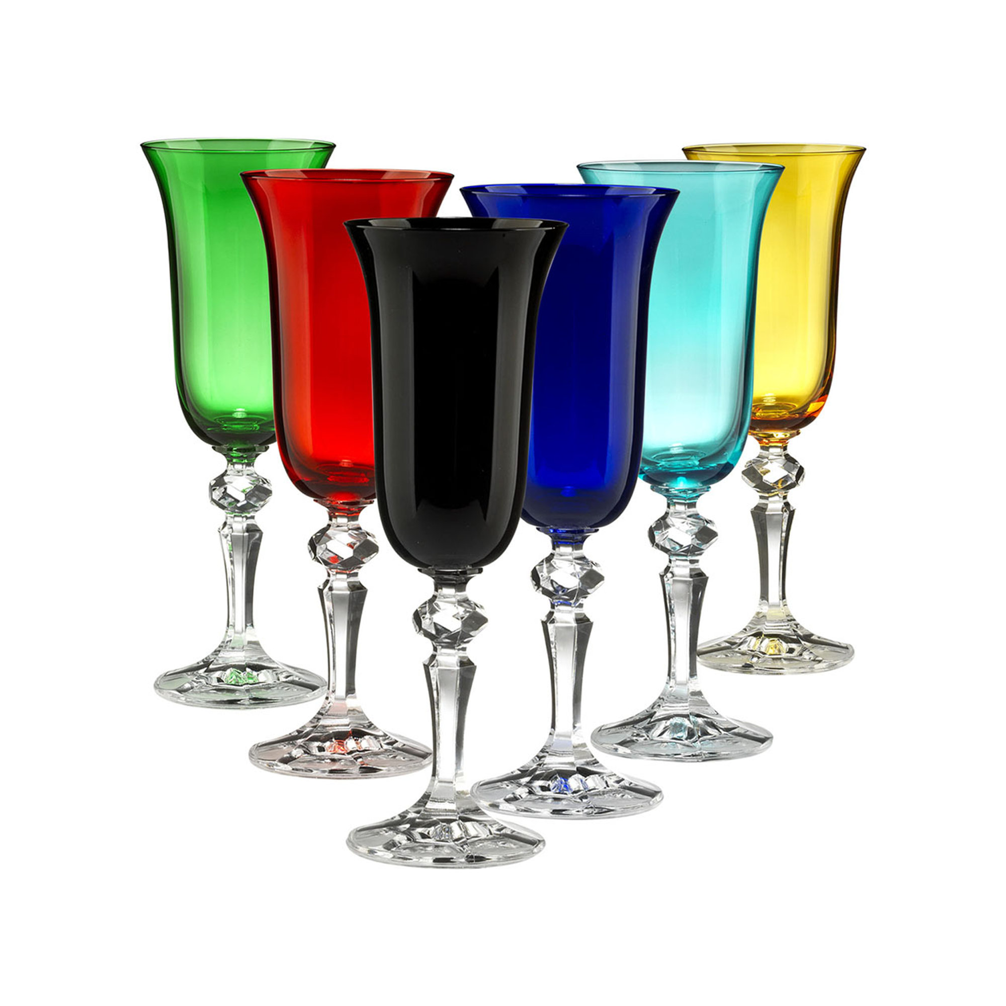 Sæt med 6 stk. Zaccaria flute glas h.20,8 cm multifarvet Onlylux vista1