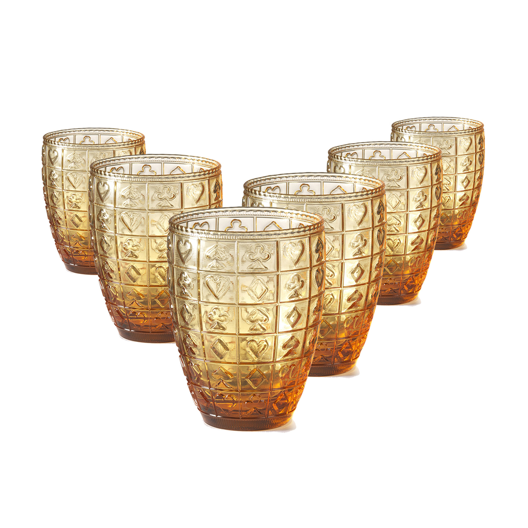 Set of 6 pieces Casino amber glass h.10 cm Onlylux vista0