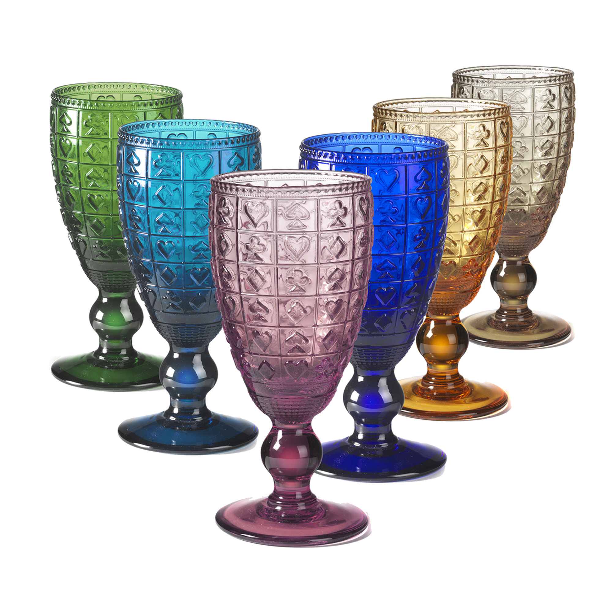 Ensemble de 6 pièces. Verre à pied Casino h.17 cm assortis Onlylux vista1