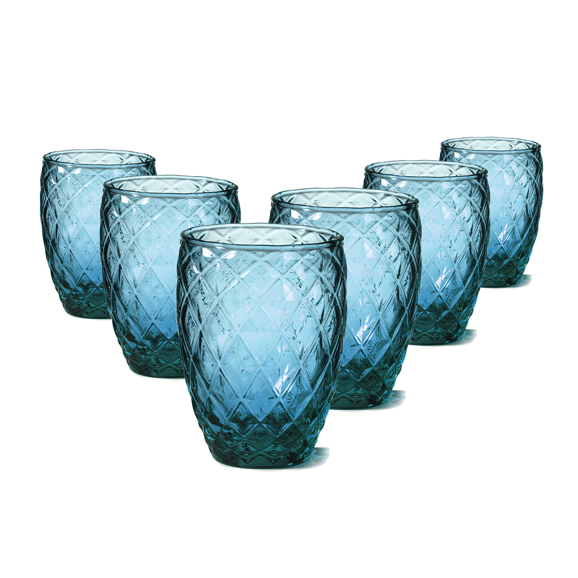 Set of 6 pcs. Diamond sea water glass h.10 cm Onlylux vista0