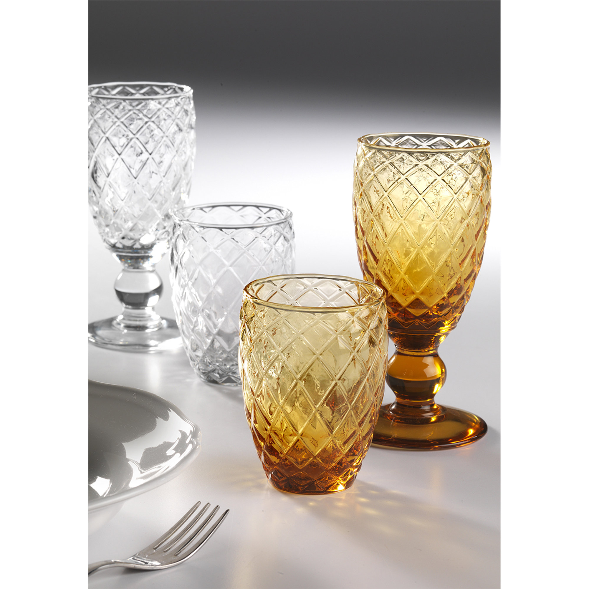 Set 6 Stk. Diamond transparent Glas h.10 cm Onlylux vista2