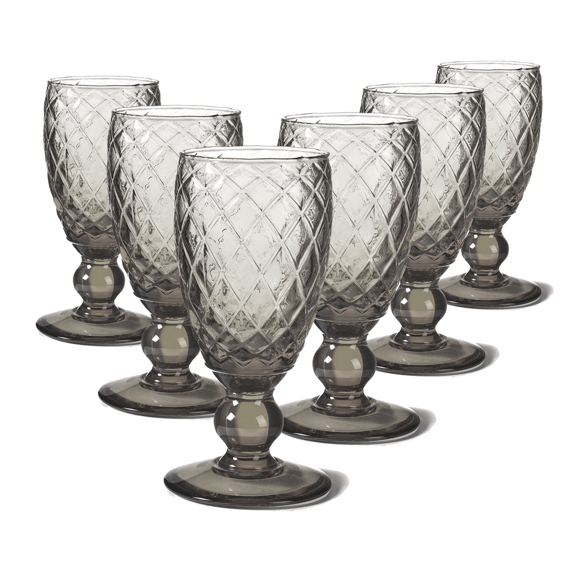 Juego de 6 piezas Diamond gris cáliz h.17 cm Onlylux vista0