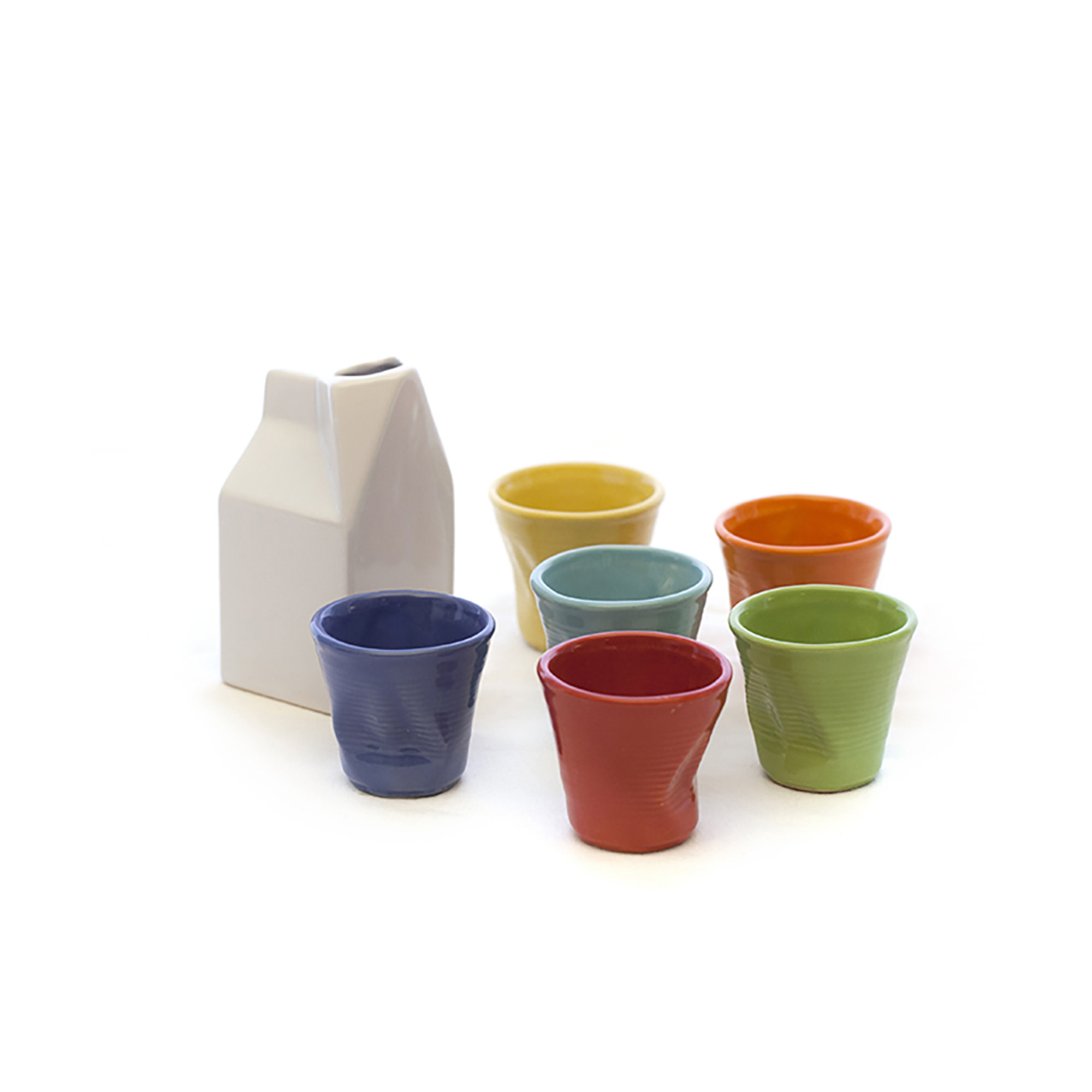 Linea DEVOTION TO COLORS - set 6 bicchierini in gres cl.11 + lattiera 200ml Kaleidos vista0