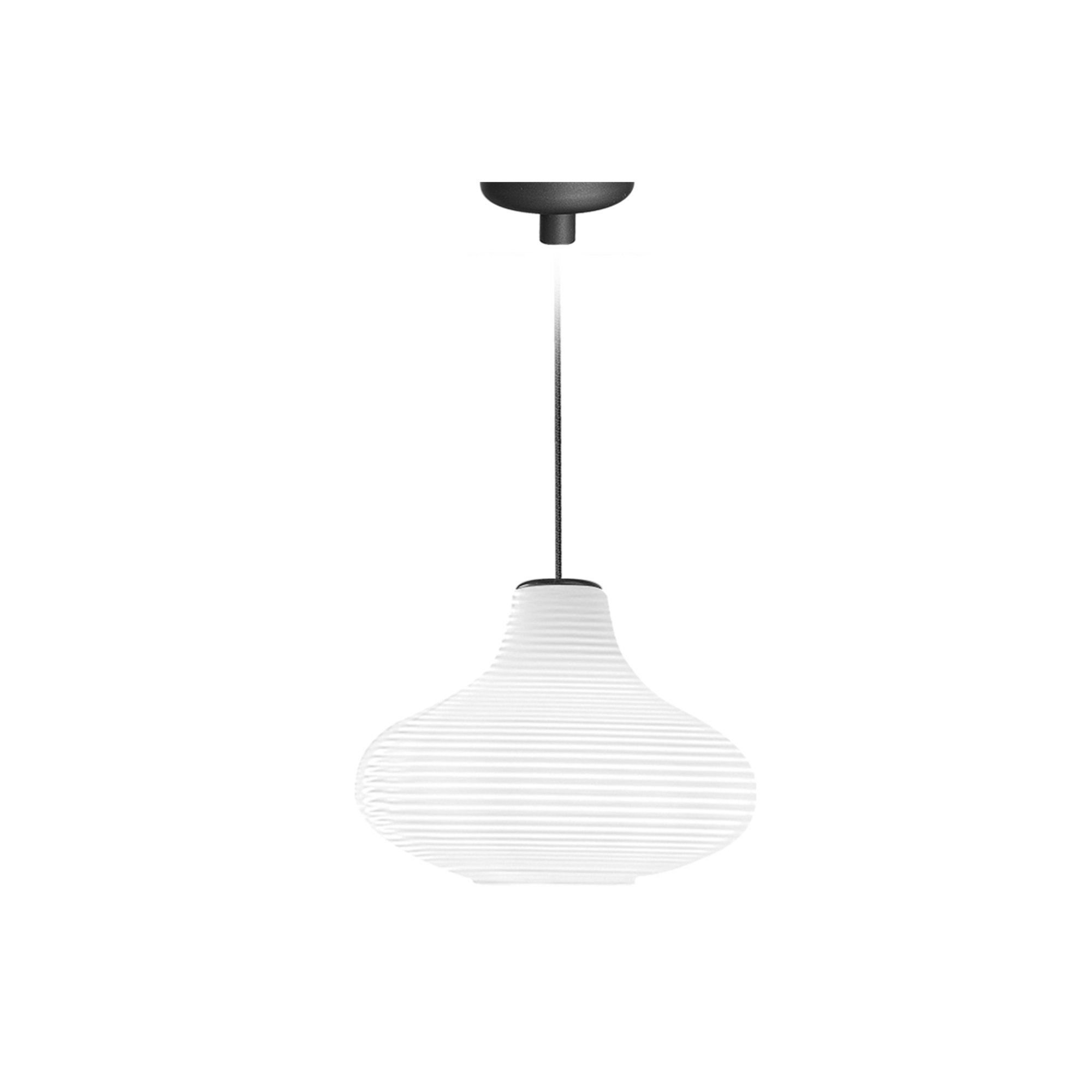 Emma - Lampada a sospensione base ottone nero/diffusore vetro soffiato bianco Panzeri luce vista0