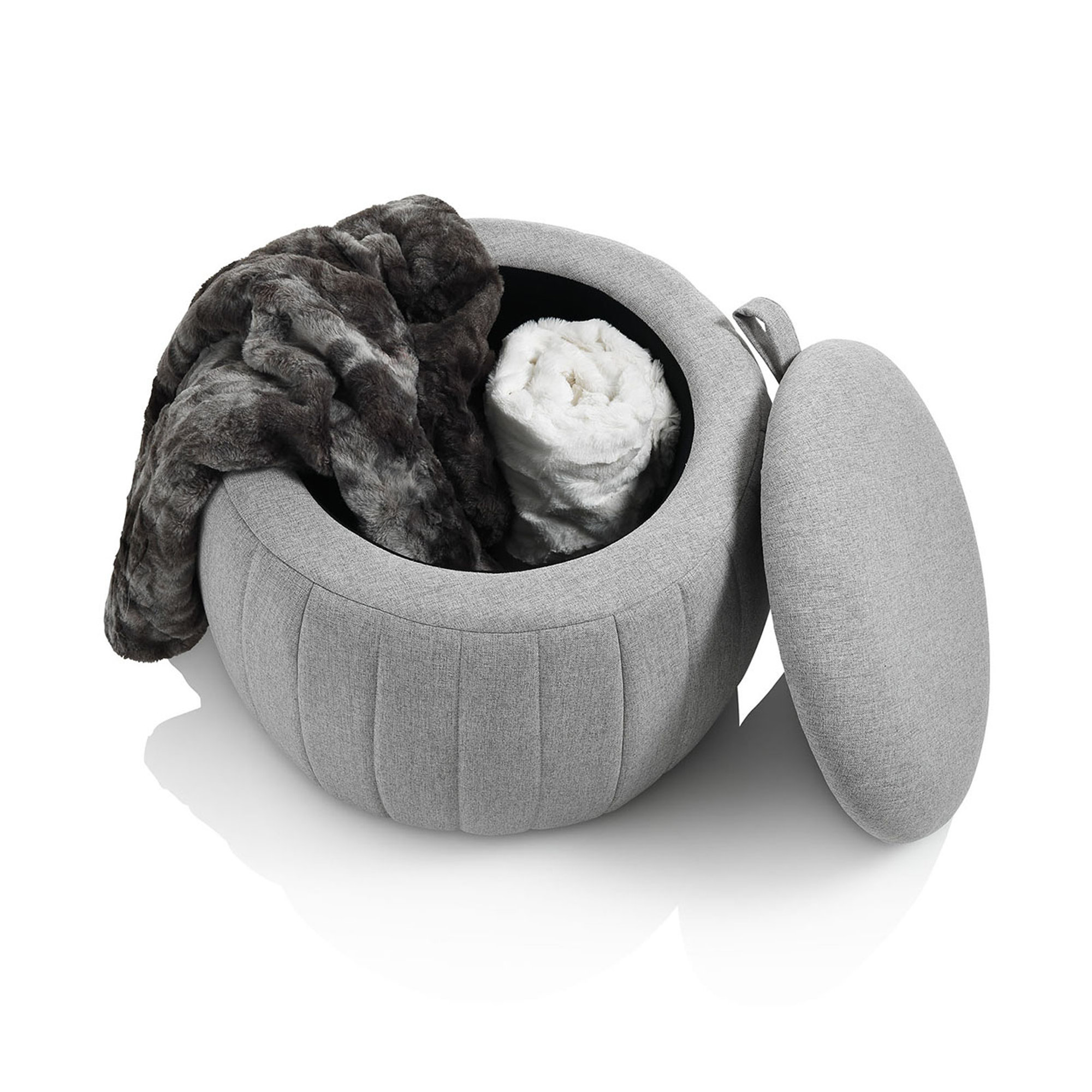 Pouf mit Aufbewahrung CHRIS grau TFT Home vista1
