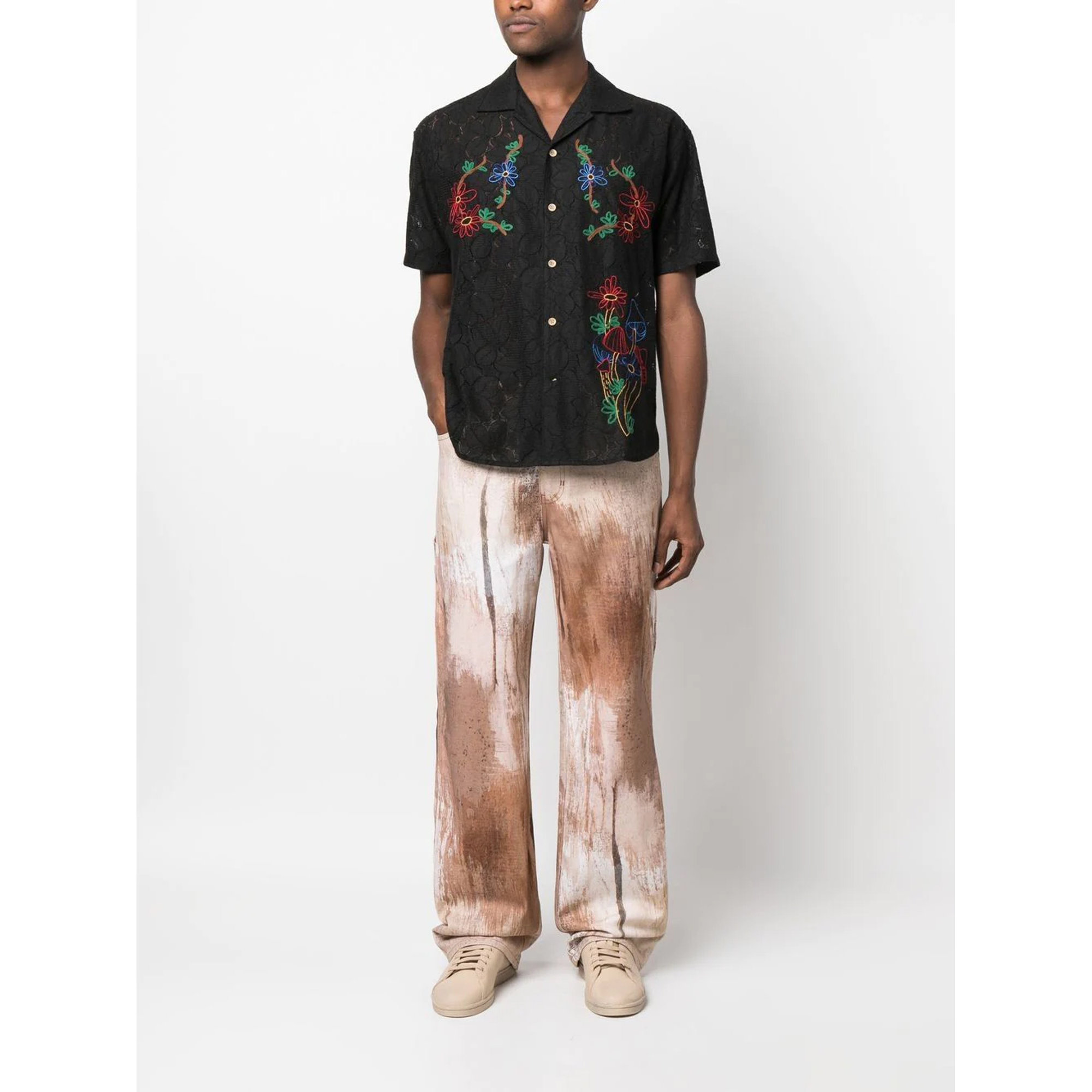 Camisas de cuello abierto con bordado de setas de flores ANDERSSON BELL vista0