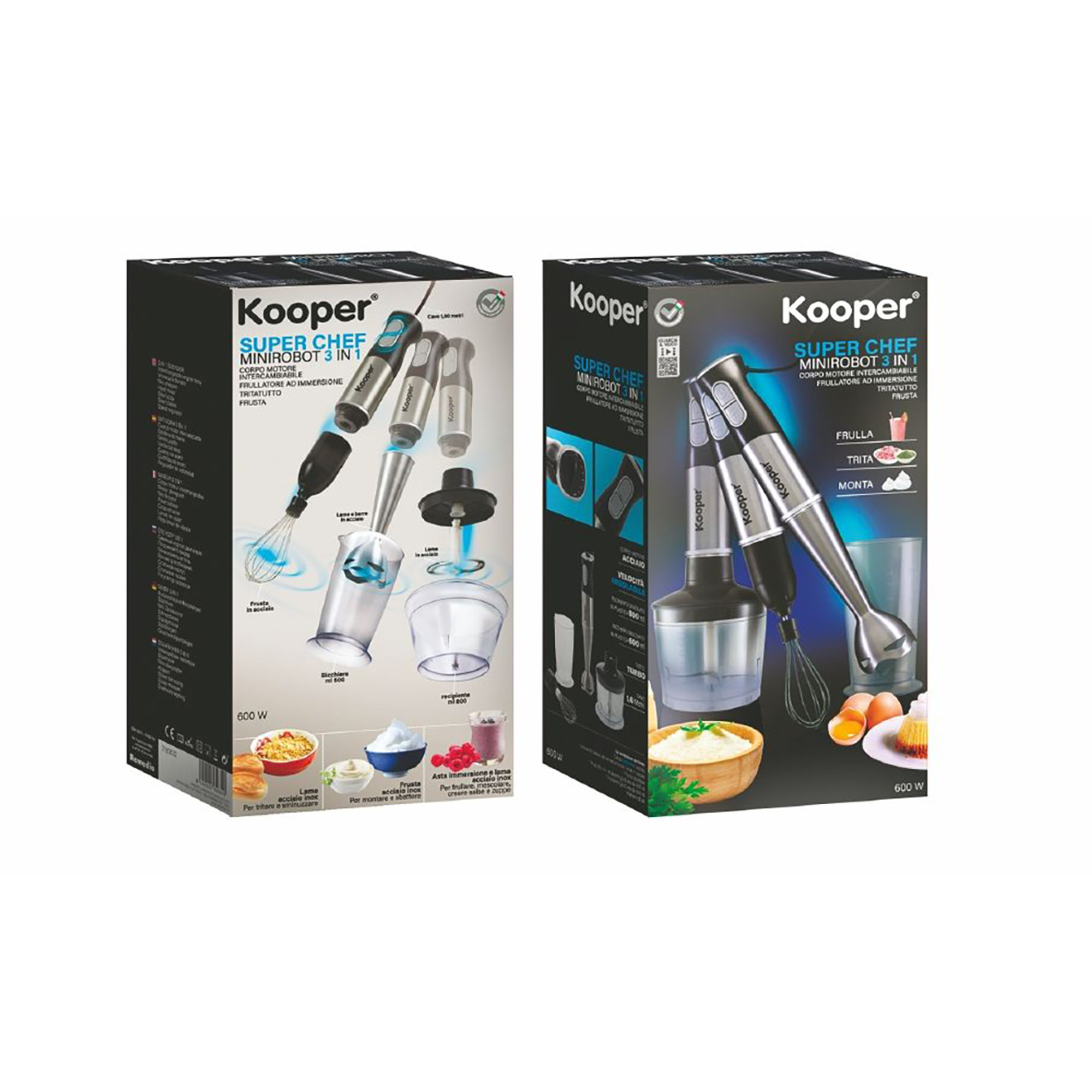 Super chef frullatore immersione 3in1 600w acciaio Kooper vista13