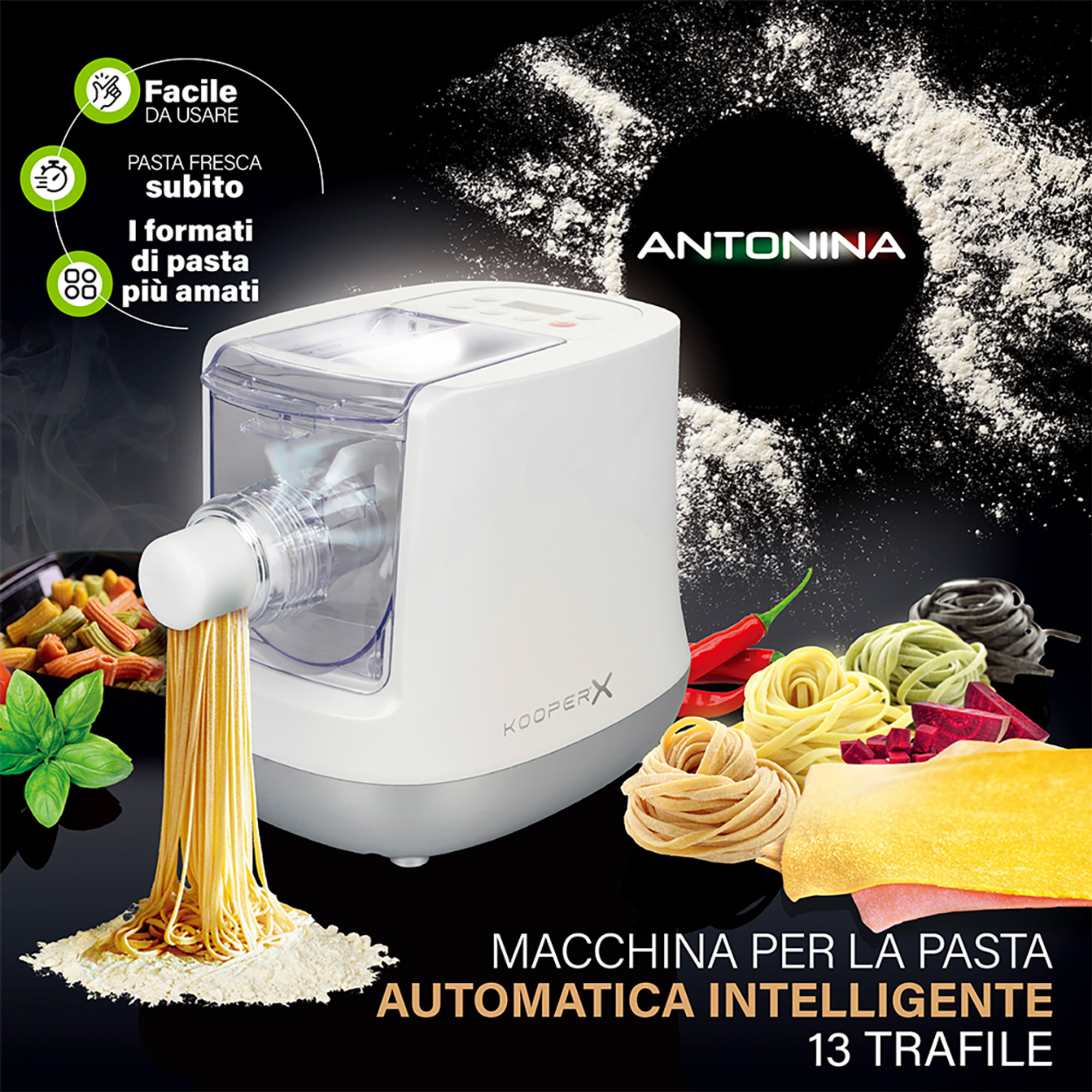 Macchina per la pasta 260w con 17 accessori Kooper vista21
