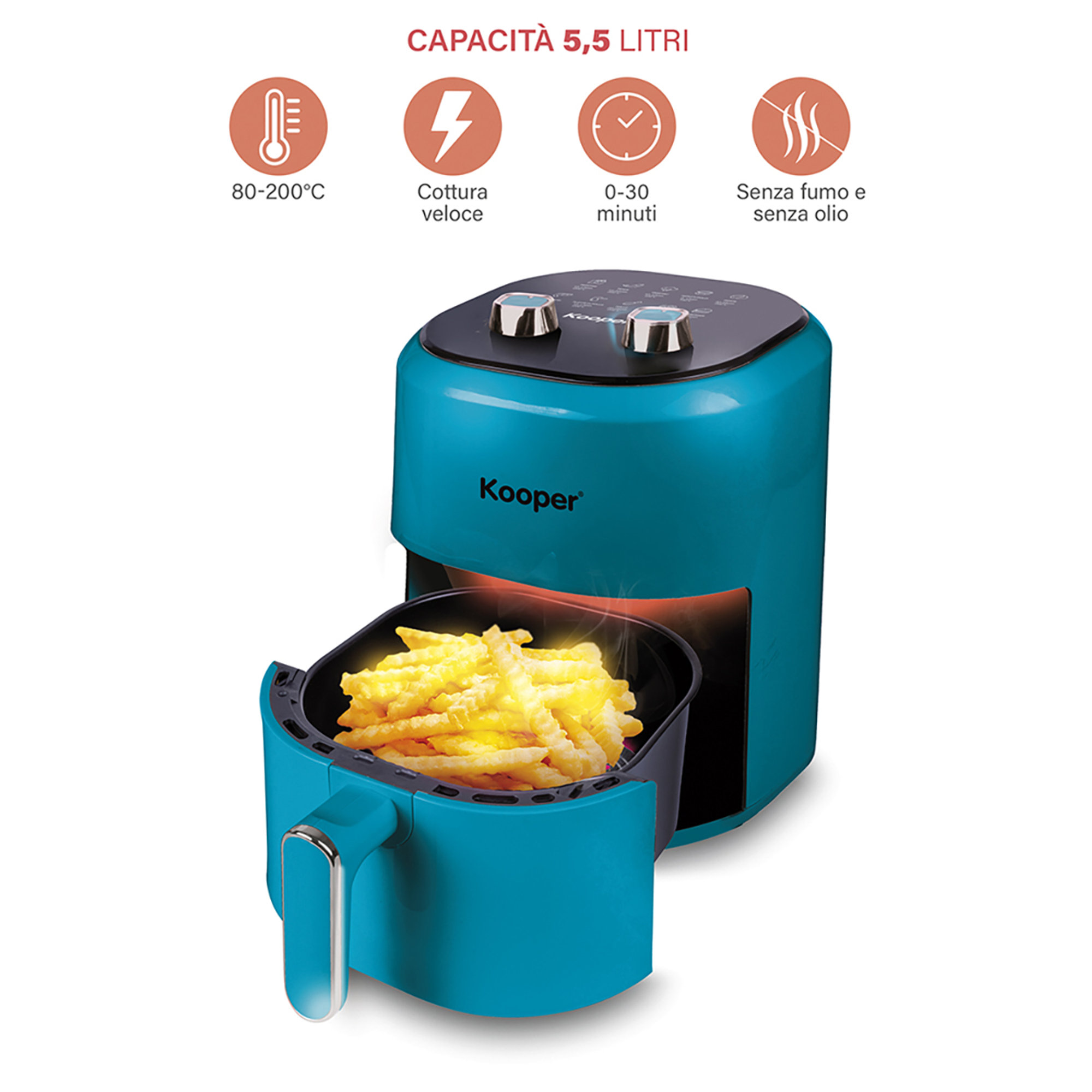 Friggitrice aria 5,5 lt 1400w ottanio Kooper vista12