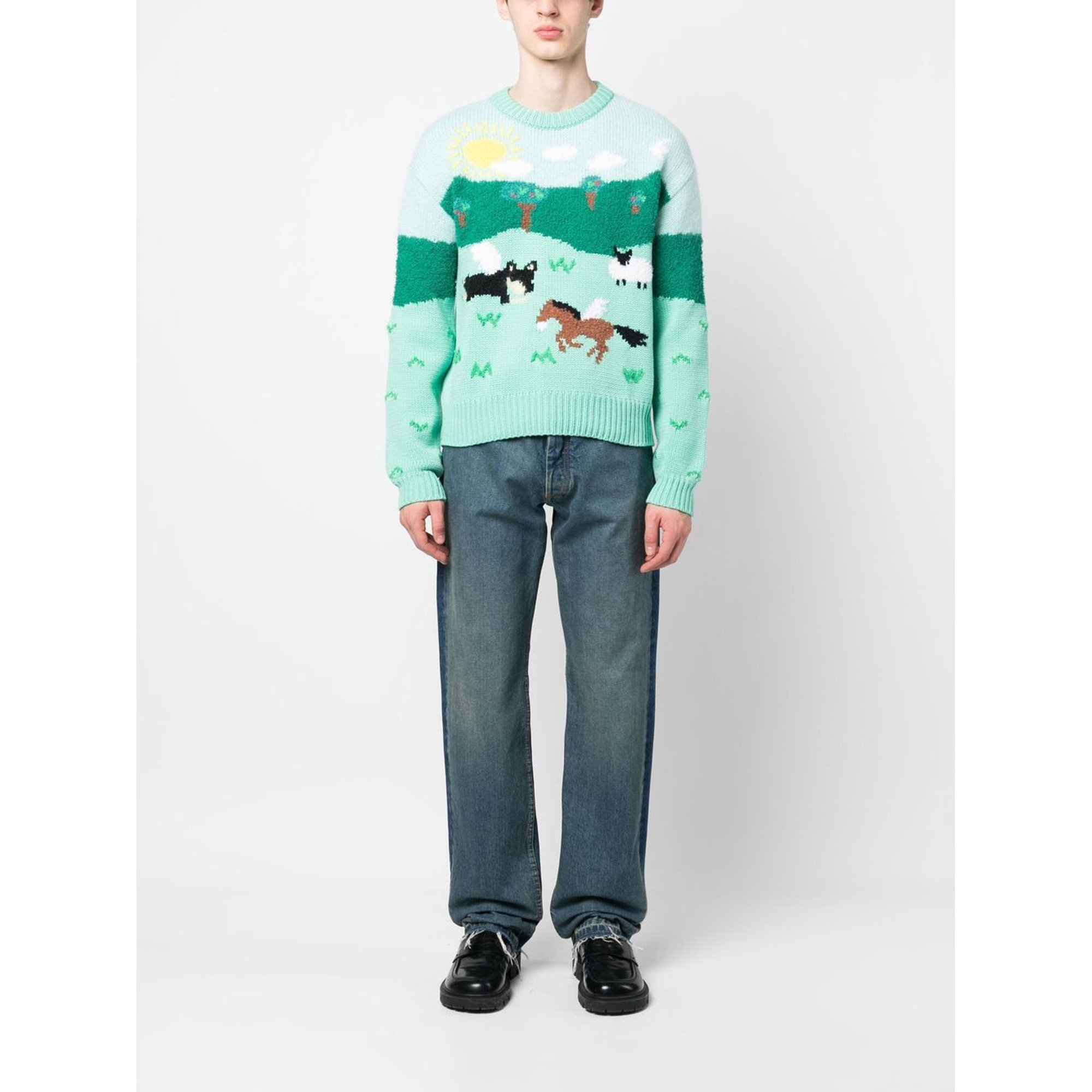 【ANDERSSON BELL】 FRANC INTARSIA SWEATER (LIGHT GREEN) Maglie ANDERSSON BELL Summer Garden Intarsia Sweater Green