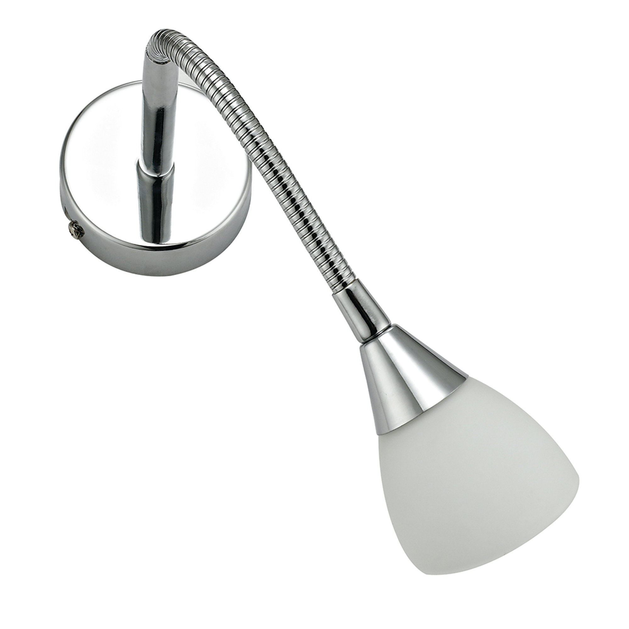 Wandlamp f1 in verchroomd metaal met glazen diffuser en flexibele arm (1xg9) Ip21 INTEC vista0