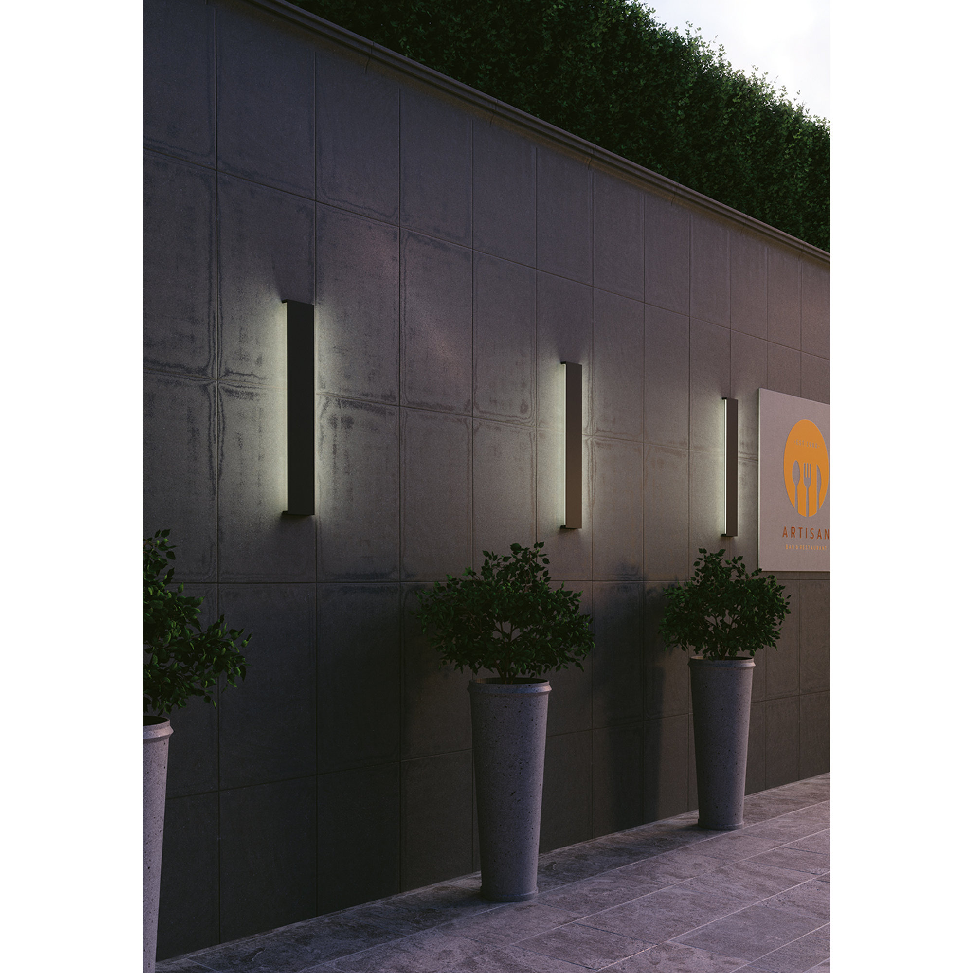 Applique Murale Ruban Anthracite en Aluminium 2 Lumières Led Intégrées 6 w 1600 Lumen 4000k (lumière naturelle)ip65 Hermétique et Résistant à l'eau, Convient aux Pièces Extérieures INTEC vista1