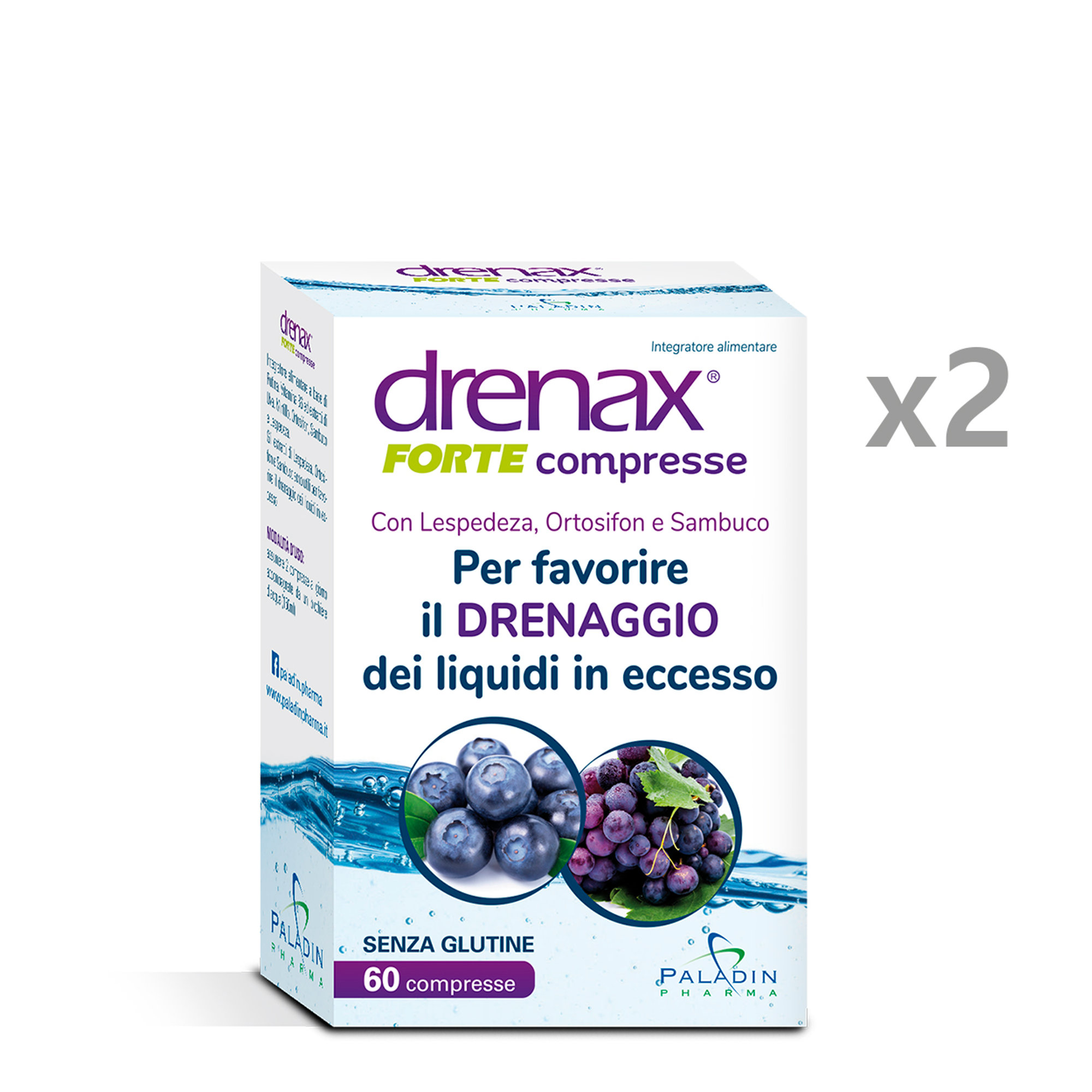 2 Confezioni - DRENAX  Forte Mirtillo 60 compresse Drenax vista0