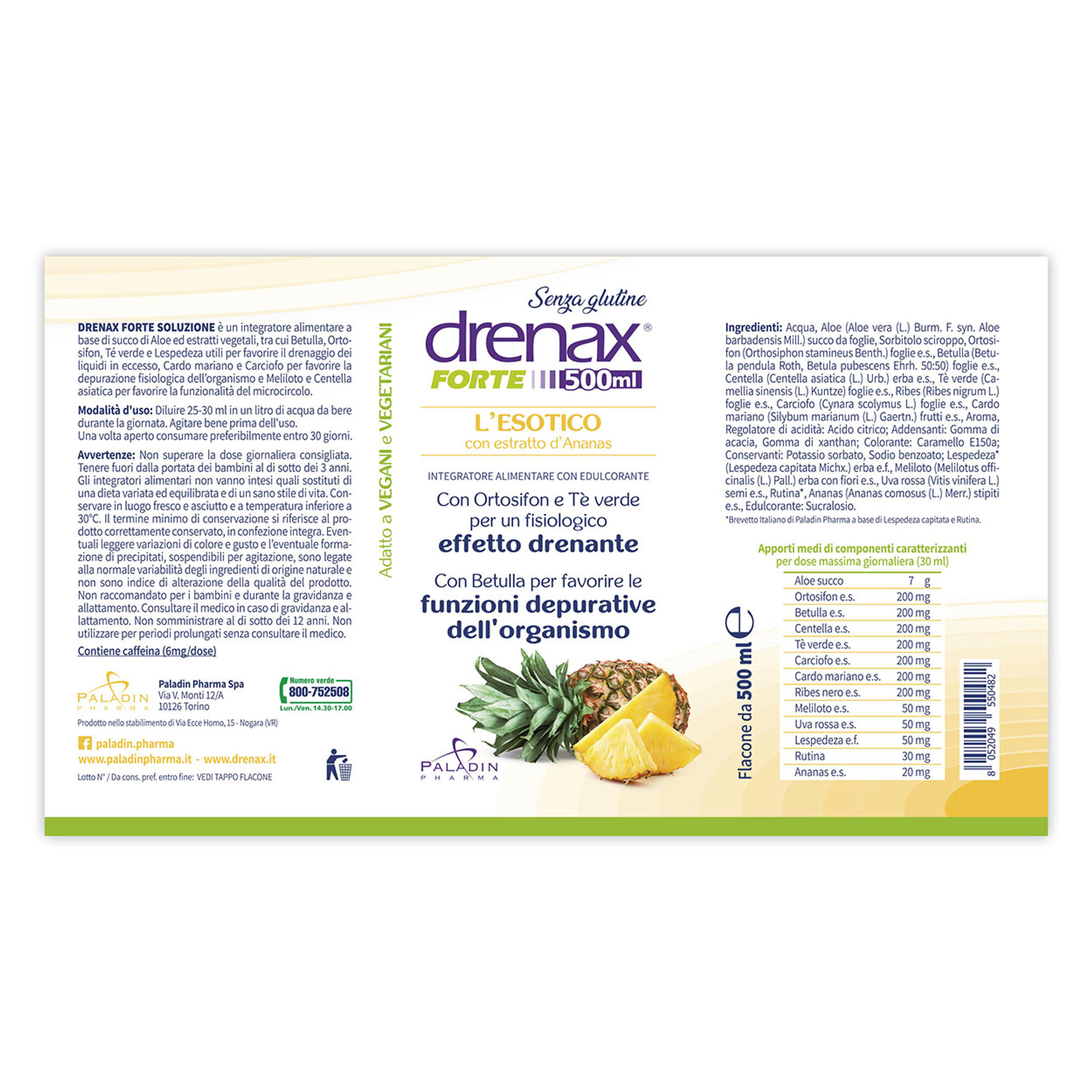 3 Confezioni - DRENAX  Forte Ananas 500 ml Drenax vista1