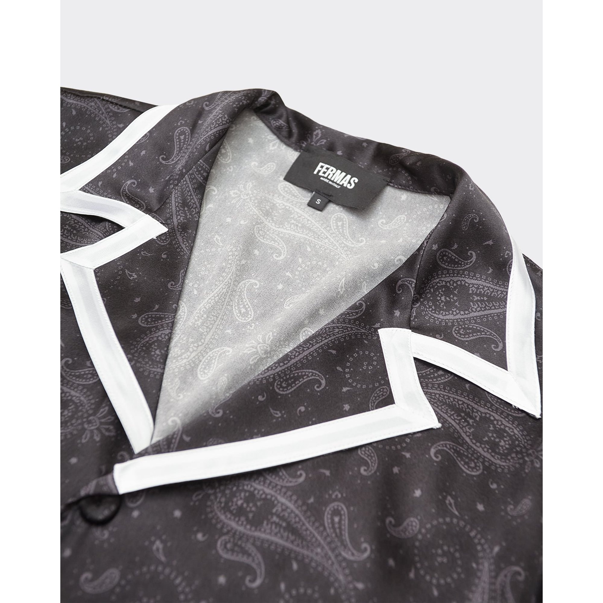 Camicia Bowling Nera Seta Fermas vista1