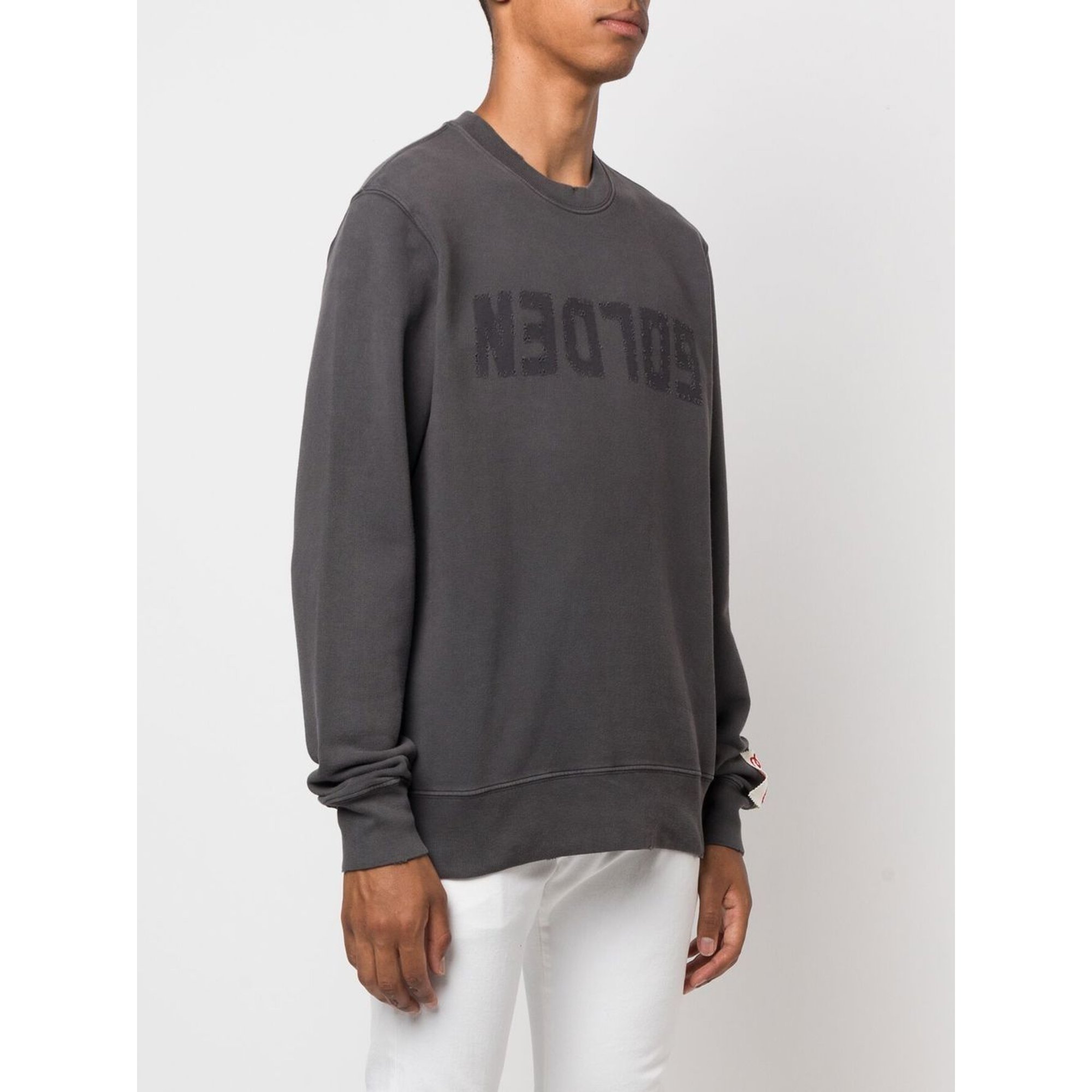 Felpa Regular In Jersey Di Cotone Distressed Con Logo GOLDEN GOOSE vista1