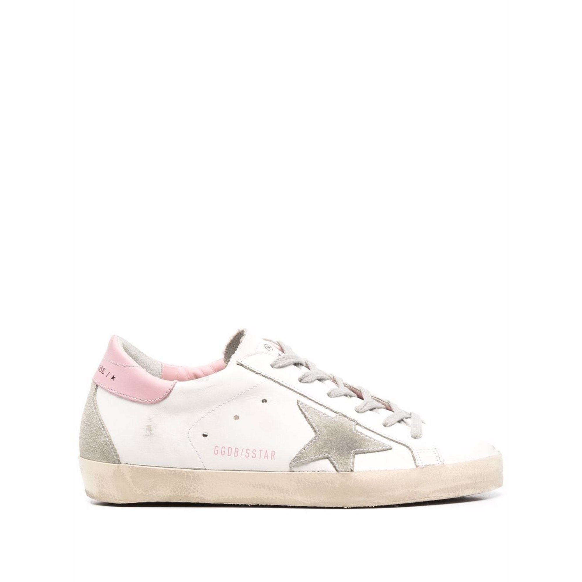 Tomaia in pelle super-star e tallone in pelle scamosciata Star e suola crema sperone GOLDEN GOOSE vista0