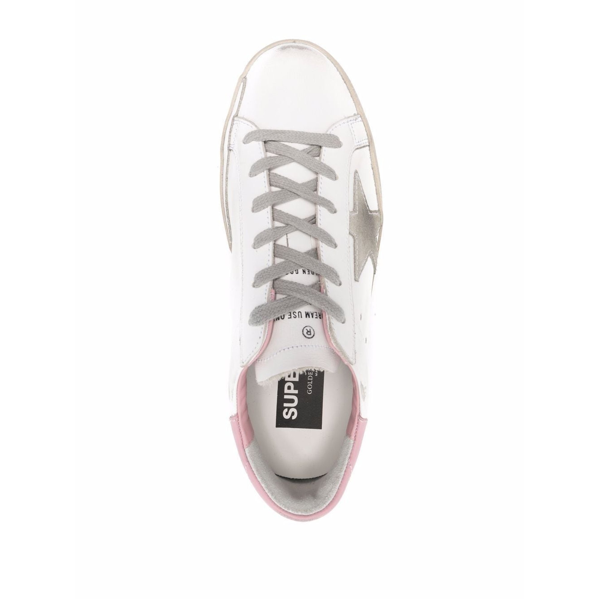 Tomaia in pelle super-star e tallone in pelle scamosciata Star e suola crema sperone GOLDEN GOOSE vista3