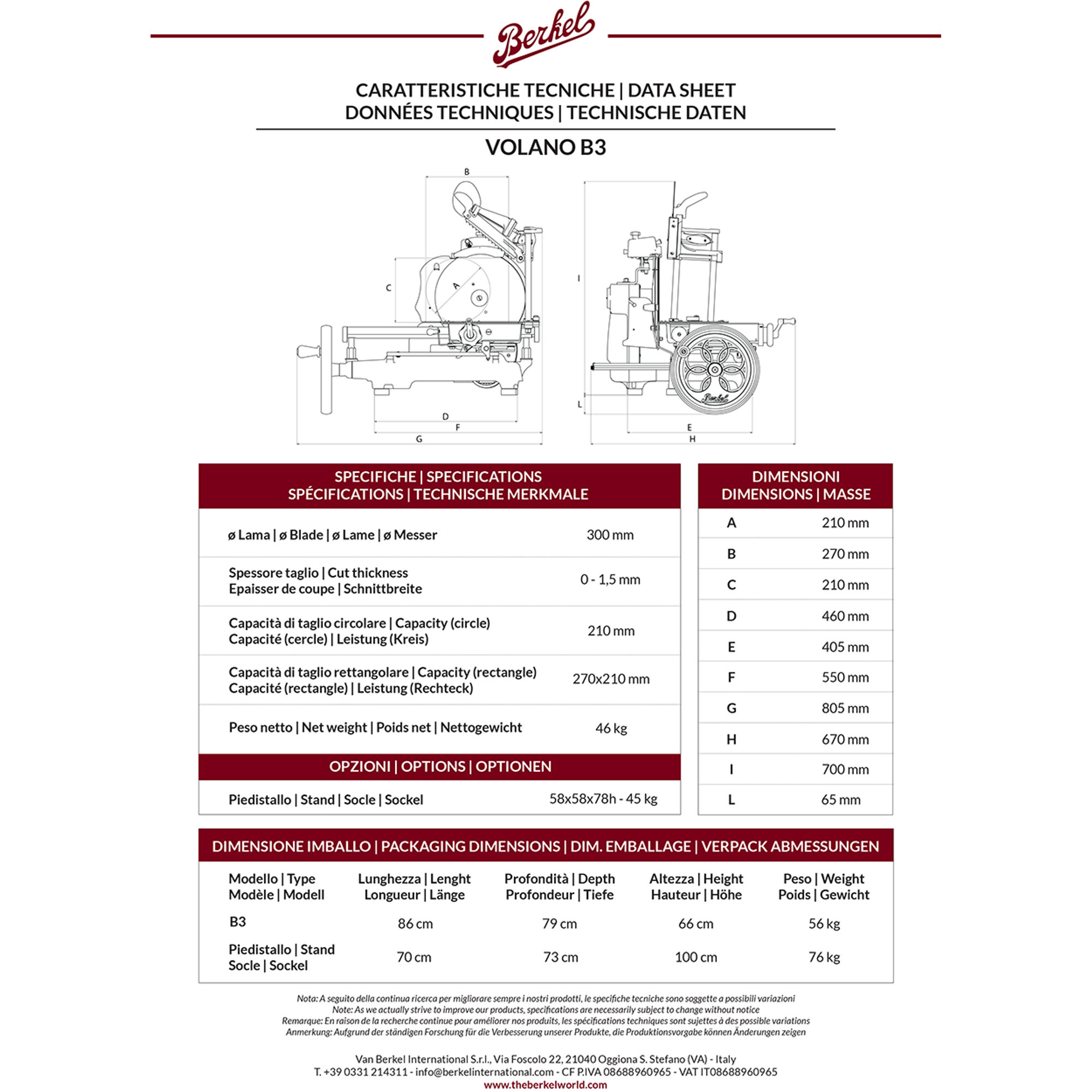 Affettatrice manuale a volano domestica B3, nero Berkel vista2