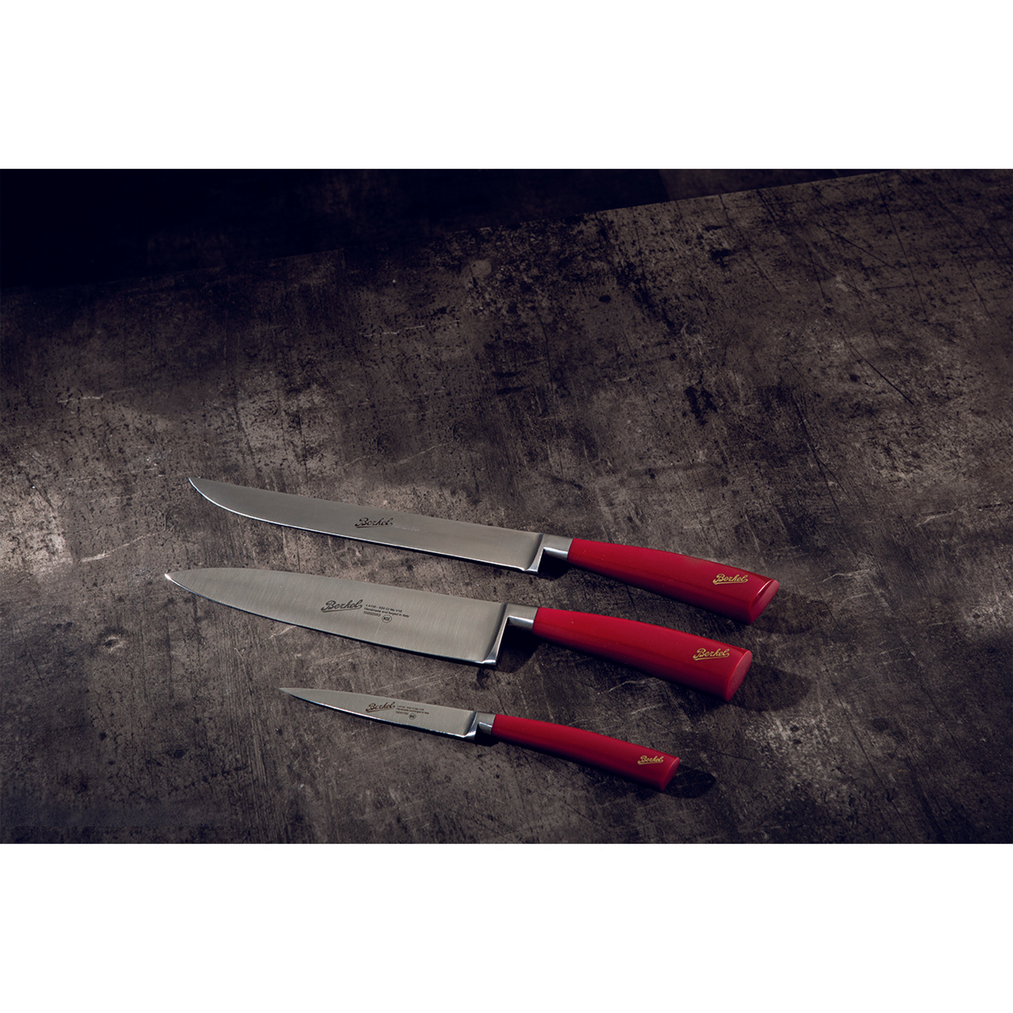 Elegance set 3 coltelli Chef, rosso Berkel vista1