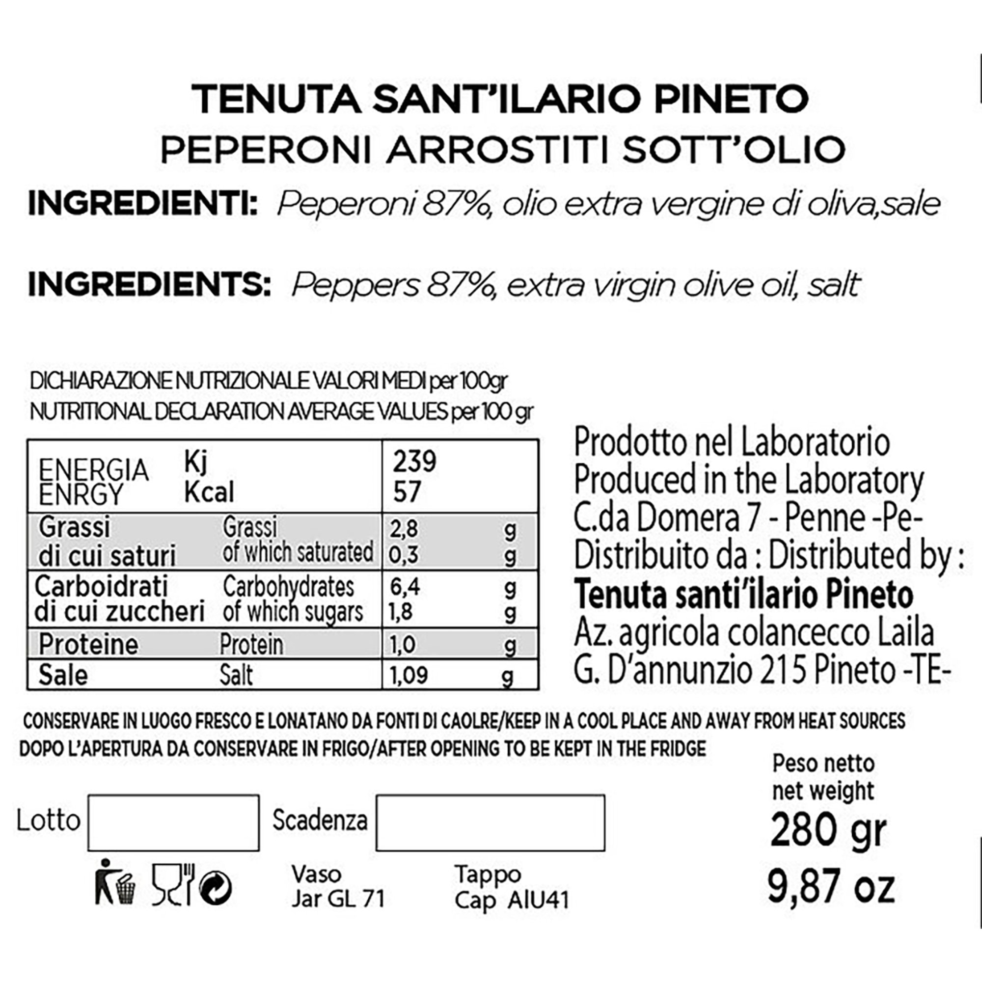 Conserve - Peperoni arrosto, vasetto in vetro con coperchio in ceramica Tenuta Sant'Ilario vista1