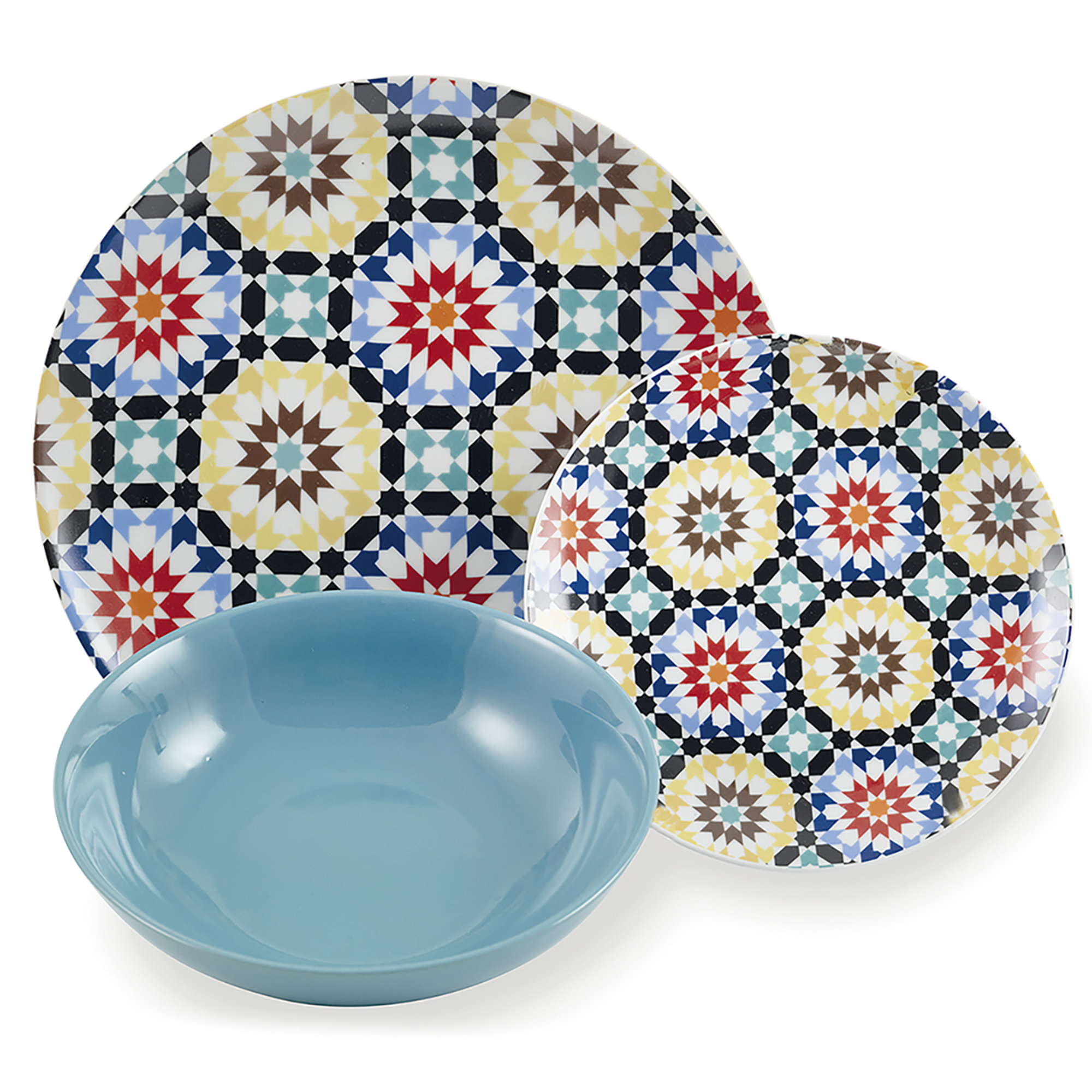 Juego de platos de 18 piezas en porcelana, 6 servicios de mesa diferentes, Marrakech Villa d'Este vista5