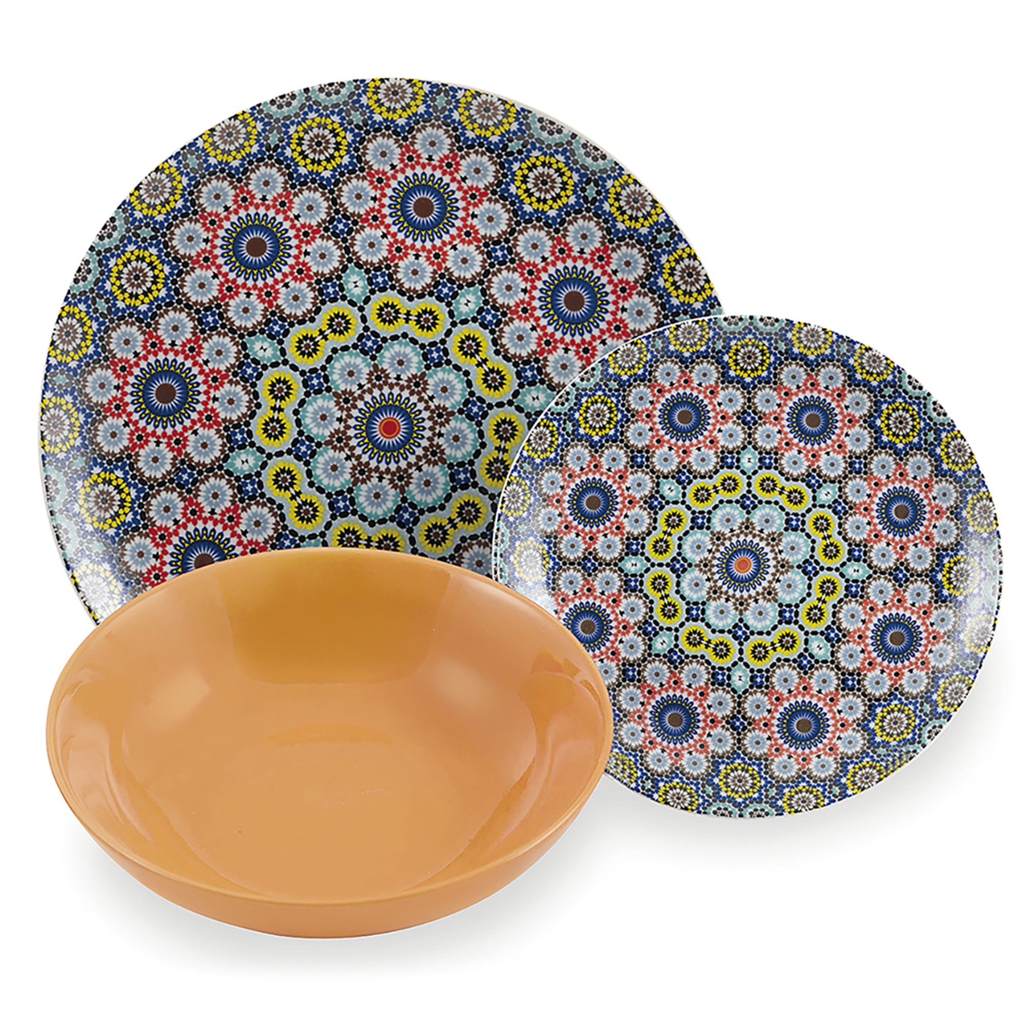 Juego de platos de 18 piezas en porcelana, 6 servicios de mesa diferentes, Marrakech Villa d'Este vista2
