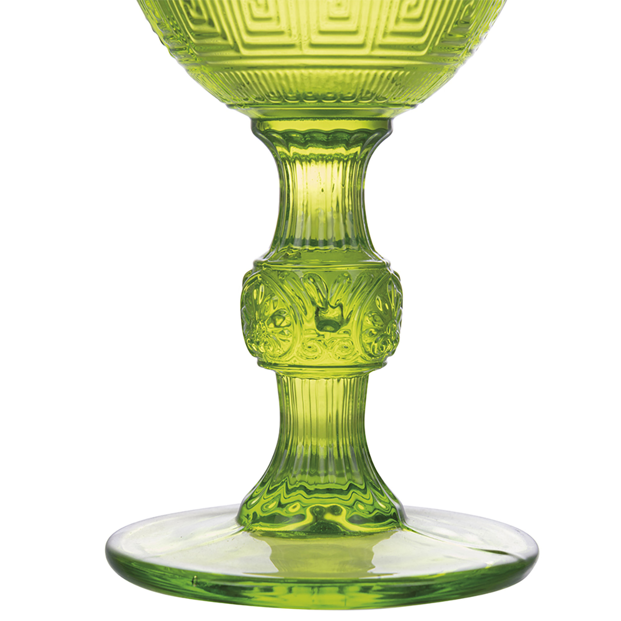 Set med 6 glas 210 ml i färgat glas, reliefarbete, Mexico Villa D'Este Home Tivoli 1996 vista7