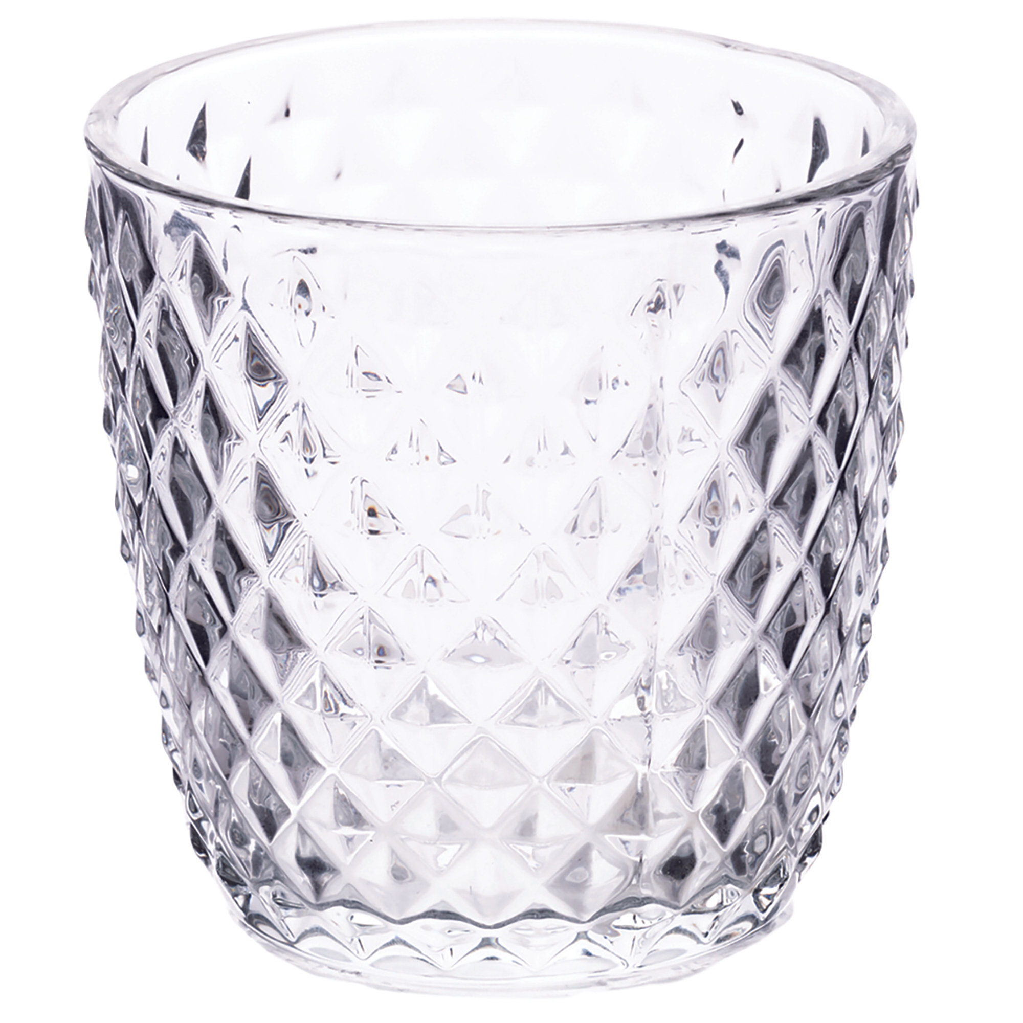 Set 6 bicchieri acqua 380 ml in vetro, superficie lavorata a rilievo, Geometrie Clear Villa D'Este Home Tivoli 1996 vista2