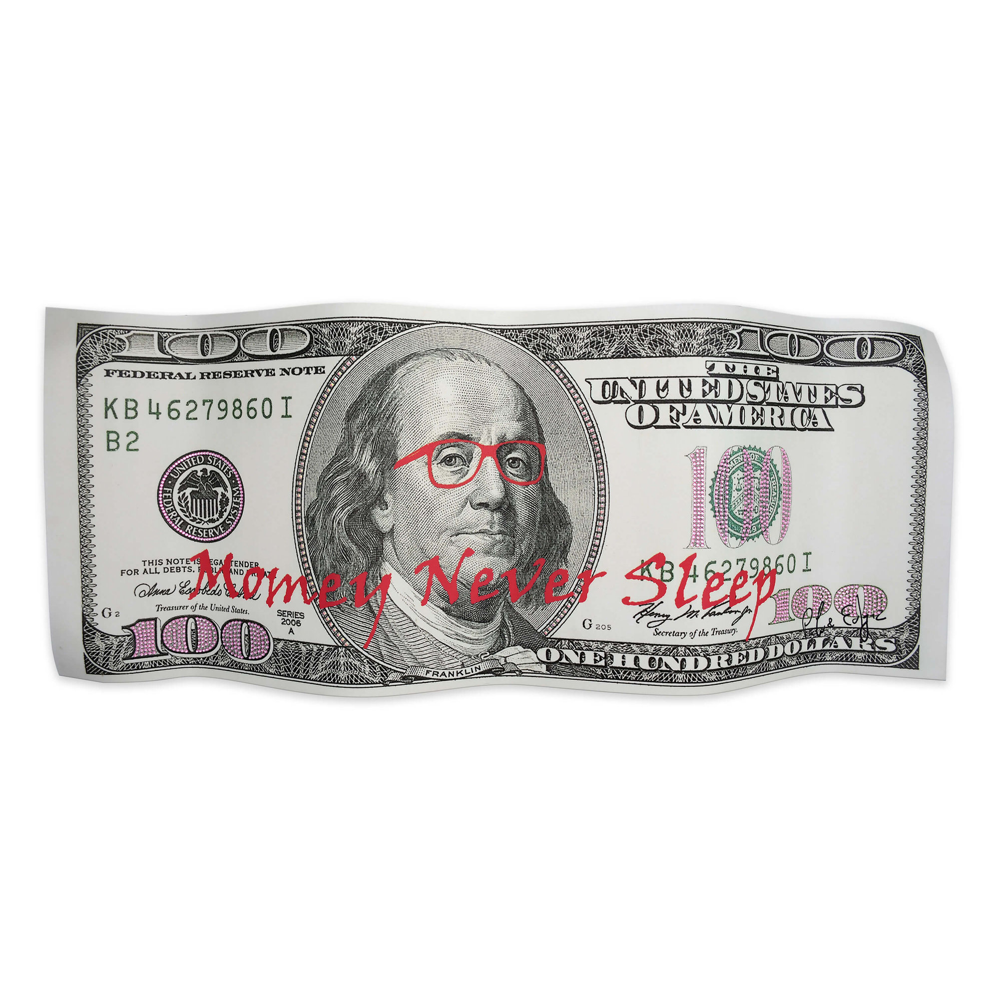 Adm - Stampa su Alluminio 'money Never Sleeps' Arte dal mondo vista0
