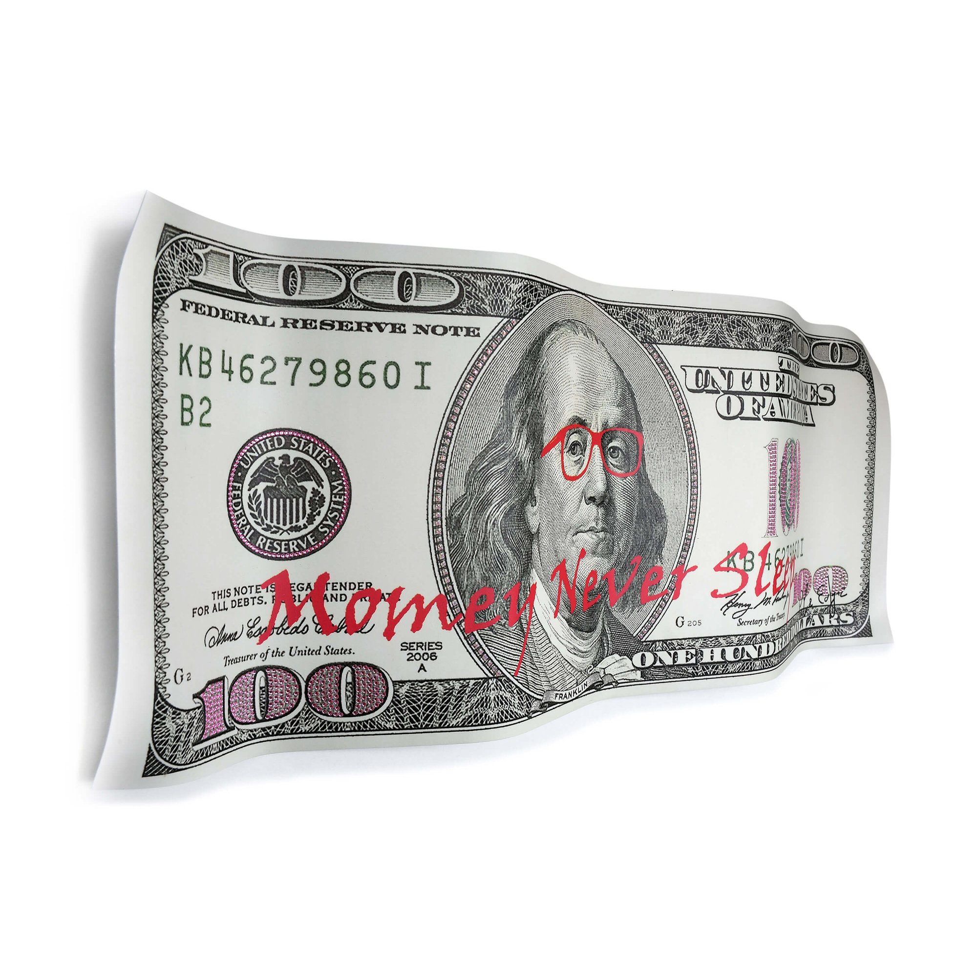 Adm - Stampa su Alluminio 'money Never Sleeps' Arte dal mondo vista1