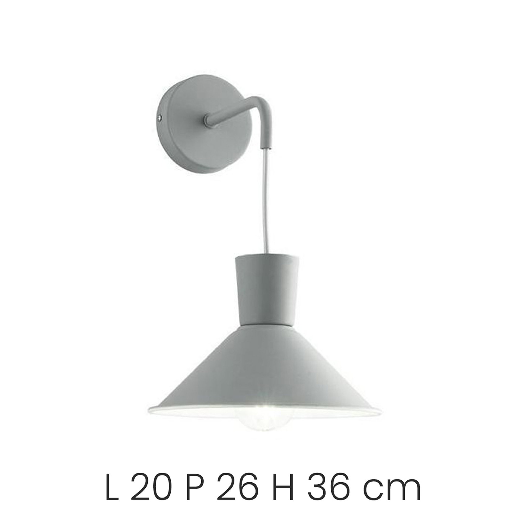 Applique Elio aus pulverbeschichtetem Metall, grau Ondaluce vista2