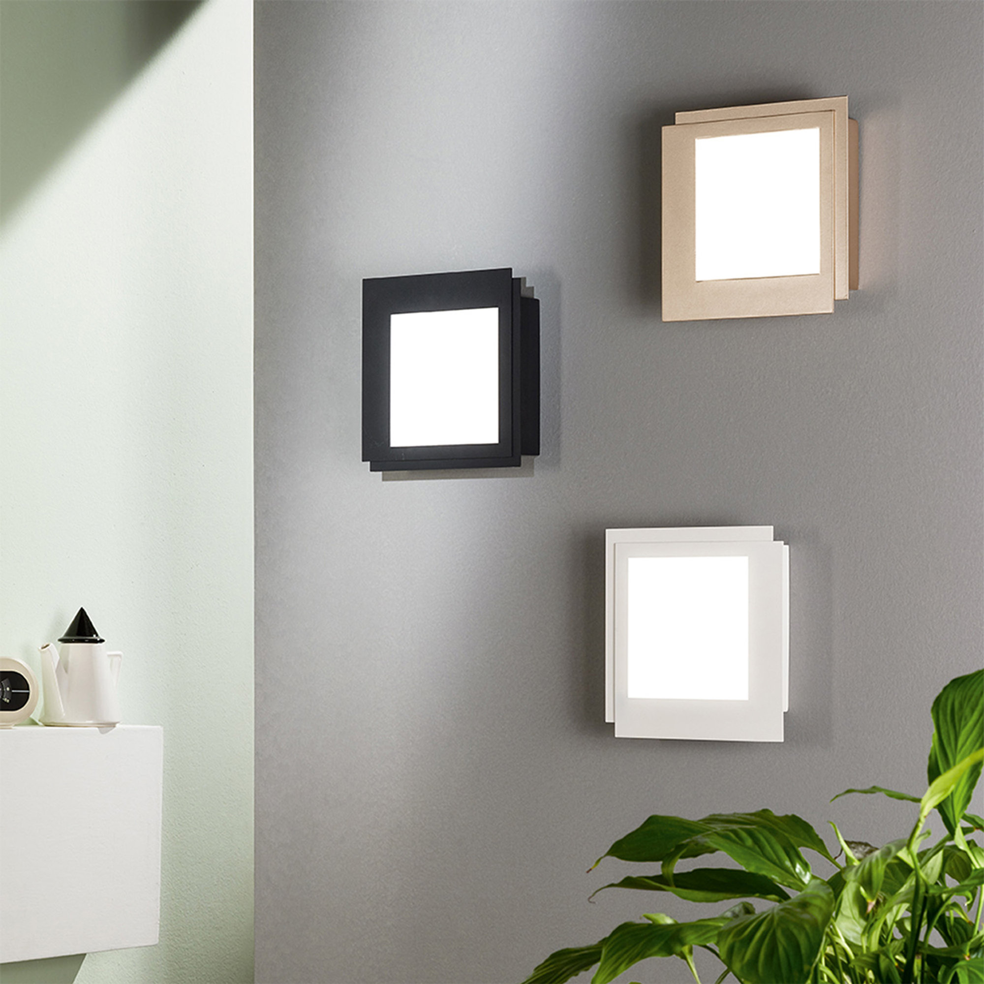 Applique Passpartou a LED, struttura in metallo e diffusore in acrilico, bianco Ondaluce vista2