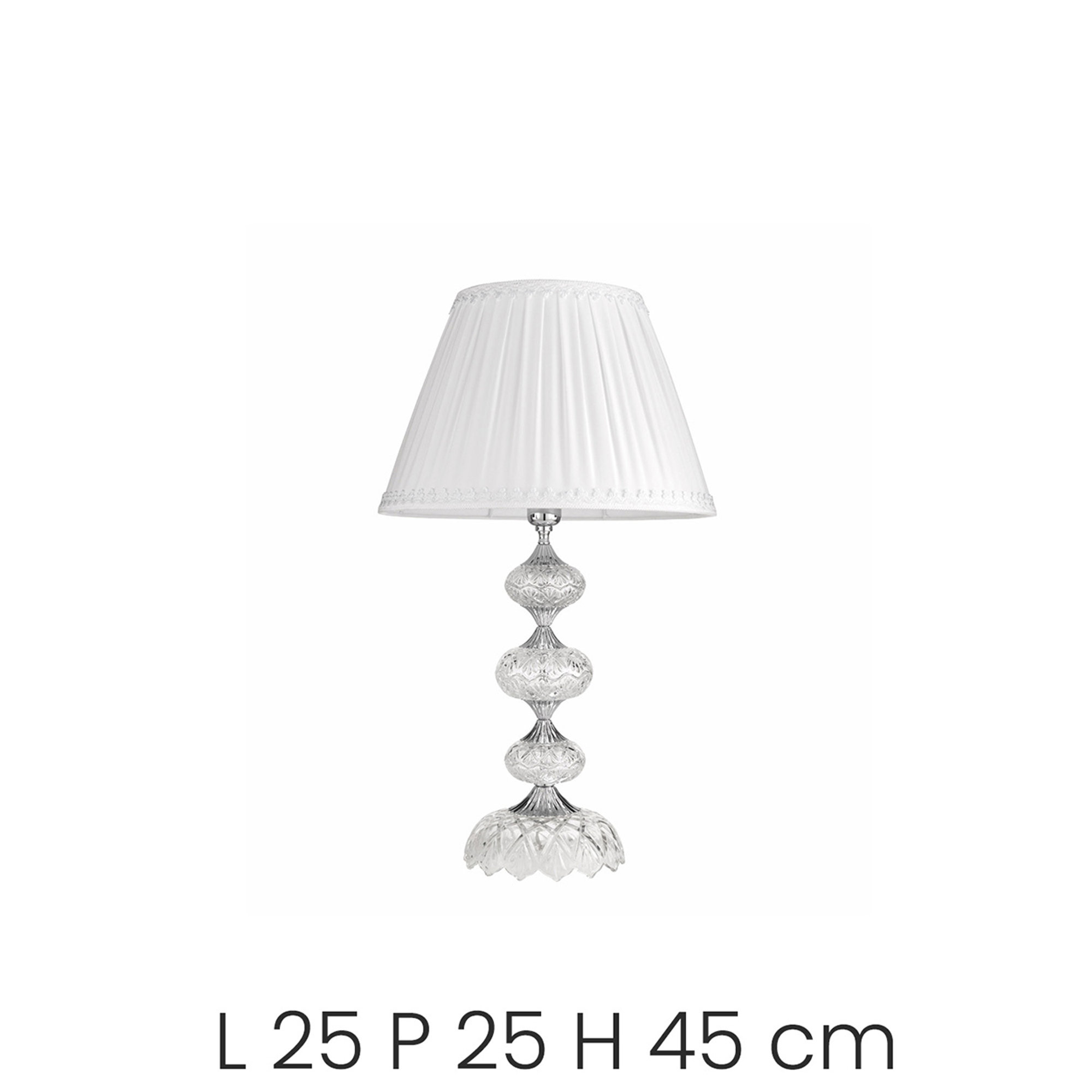 Lámpara de mesa DALLAS de vidrio y cristal transparente, cromo Ondaluce vista1