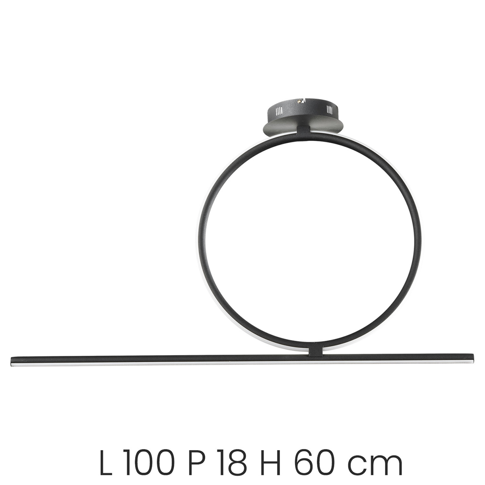 Plafoniera ACROBAT LED dimmerabile in metallo con diffusore siliconico, nero Ondaluce vista1