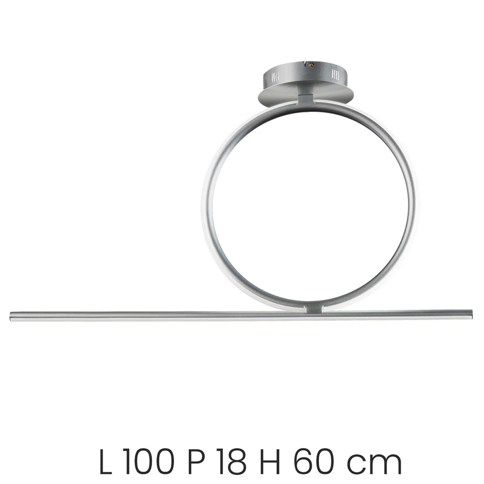 Plafoniera ACROBAT LED dimmerabile in metallo con diffusore siliconico, silver Ondaluce vista1