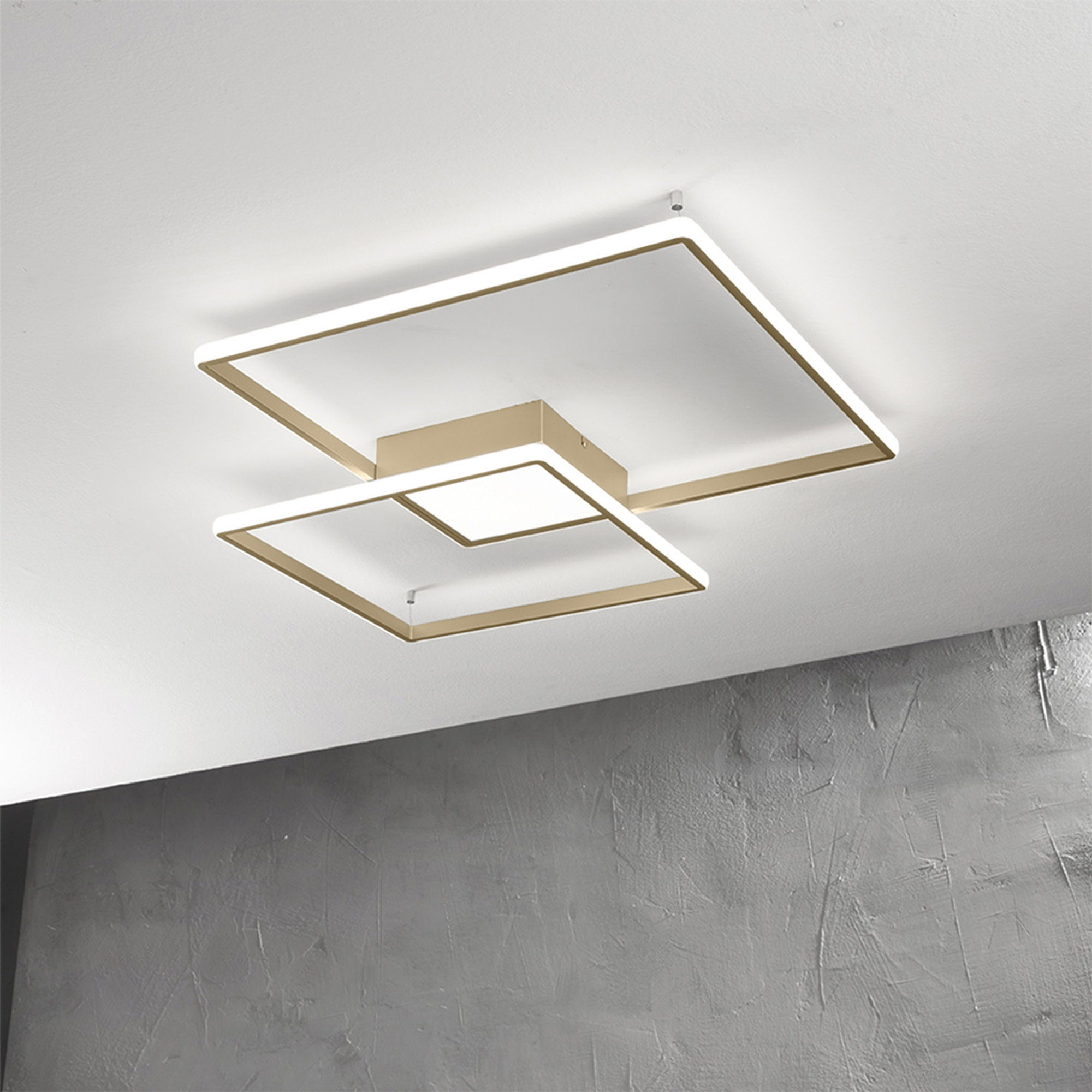 Plafoniera DOWEL in vetro bianco soffiato ed acidato, oro - piccola Ondaluce vista2