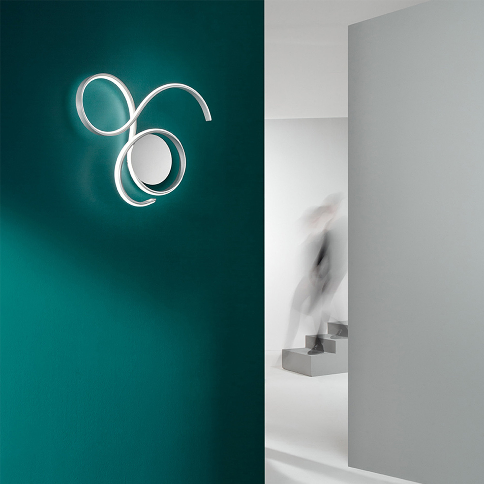 Plafoniera LED TWIST in metallo verniciato, silver - grande Ondaluce vista1