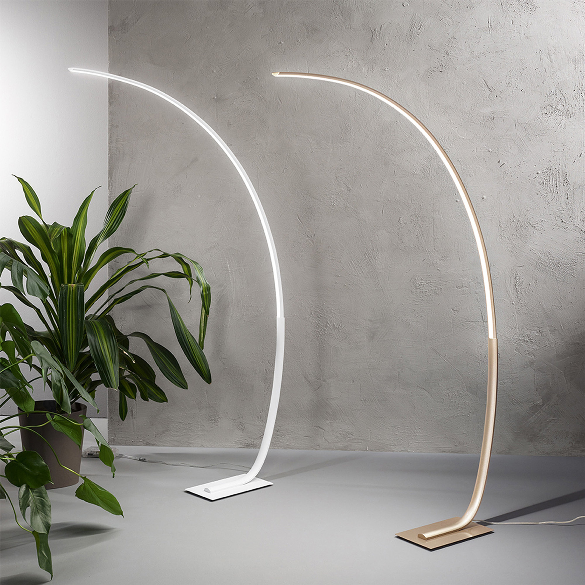 Piantana a LED dimmerabile  KEEP con struttura in metallo verniciato, oro Ondaluce vista2
